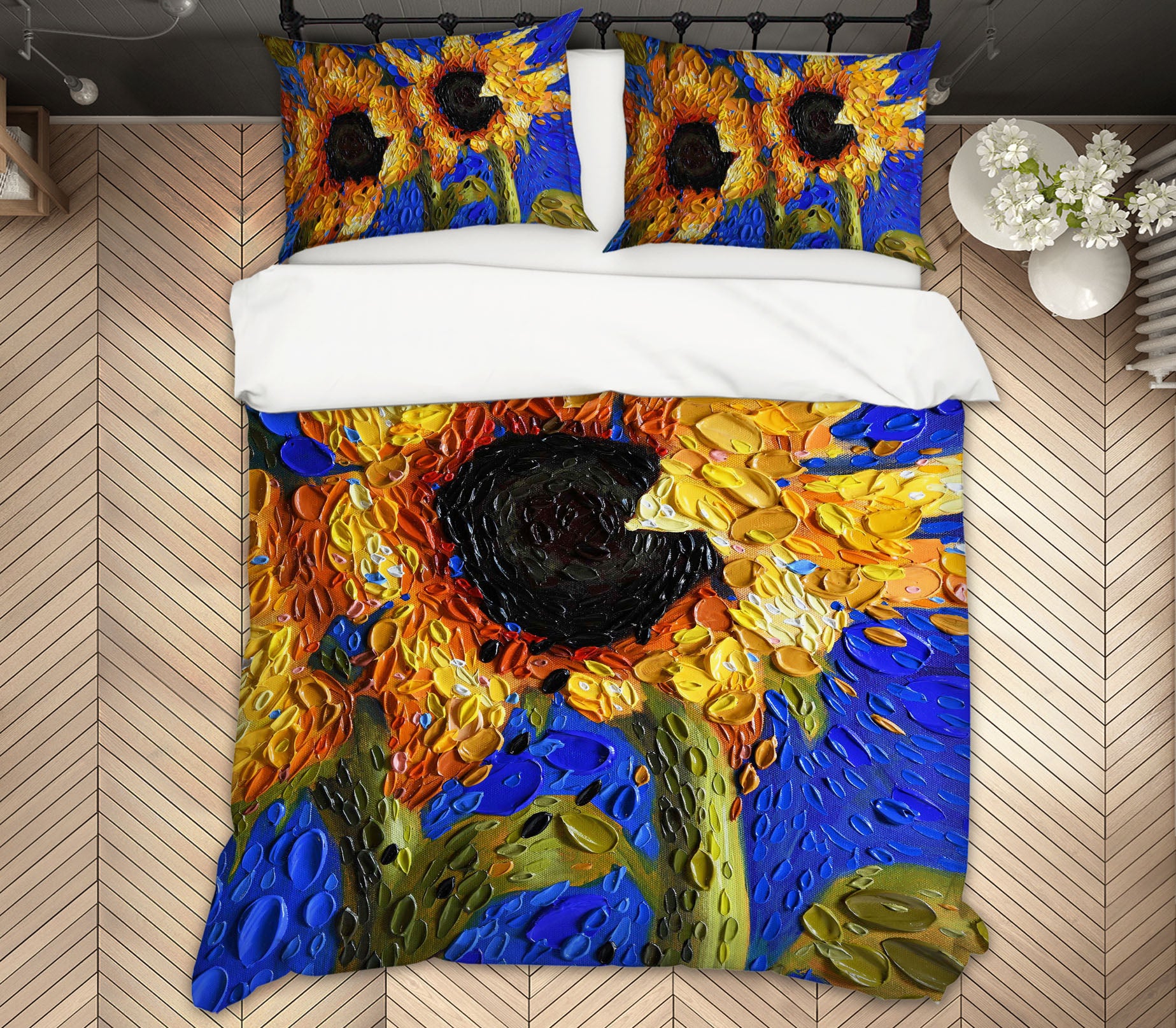 3D Sunflowers 2102 Dena Tollefson bedding Bed Pillowcases Quilt