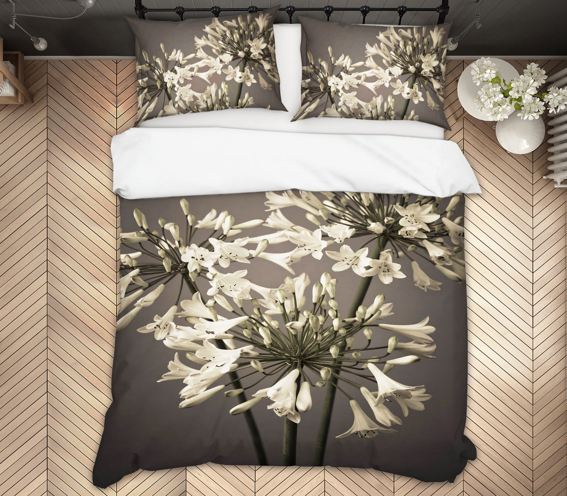 3D White Flowers 8592 Assaf Frank Bedding Bed Pillowcases Quilt