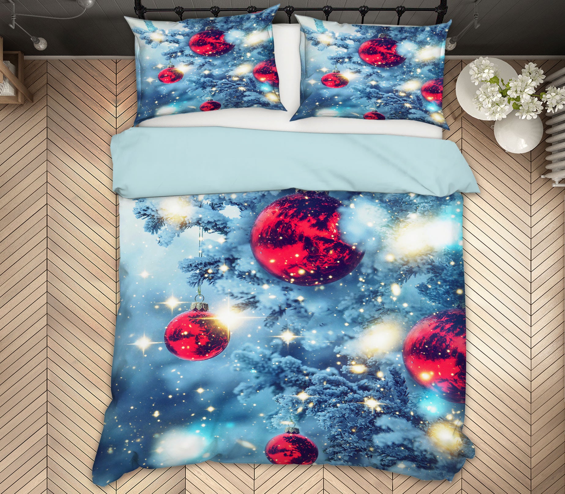 3D Snow Tree Red Ball 52169 Christmas Quilt Duvet Cover Xmas Bed Pillowcases