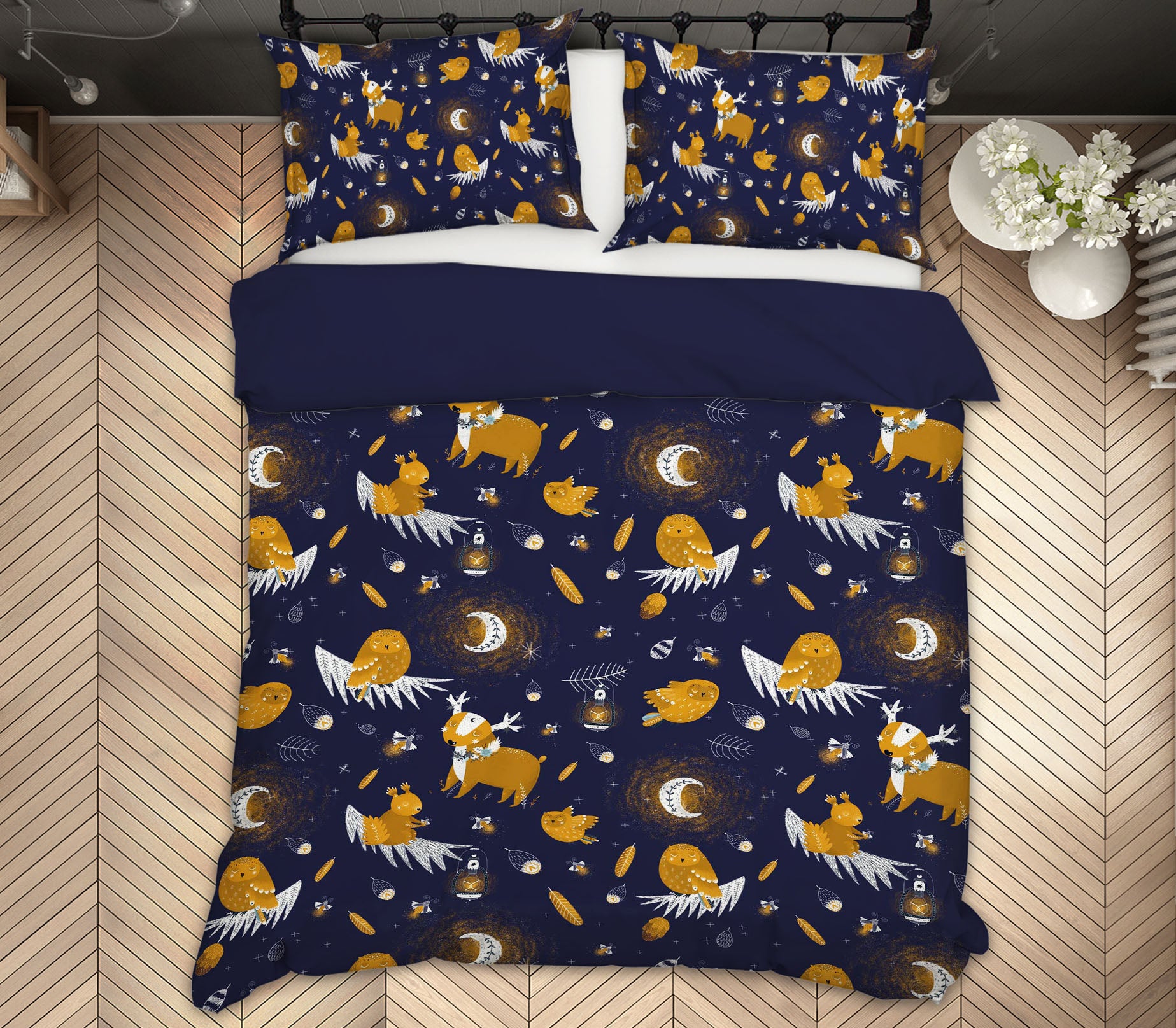 3D Yellow Owl Rabbit 232 Uta Naumann Bedding Bed Pillowcases Quilt