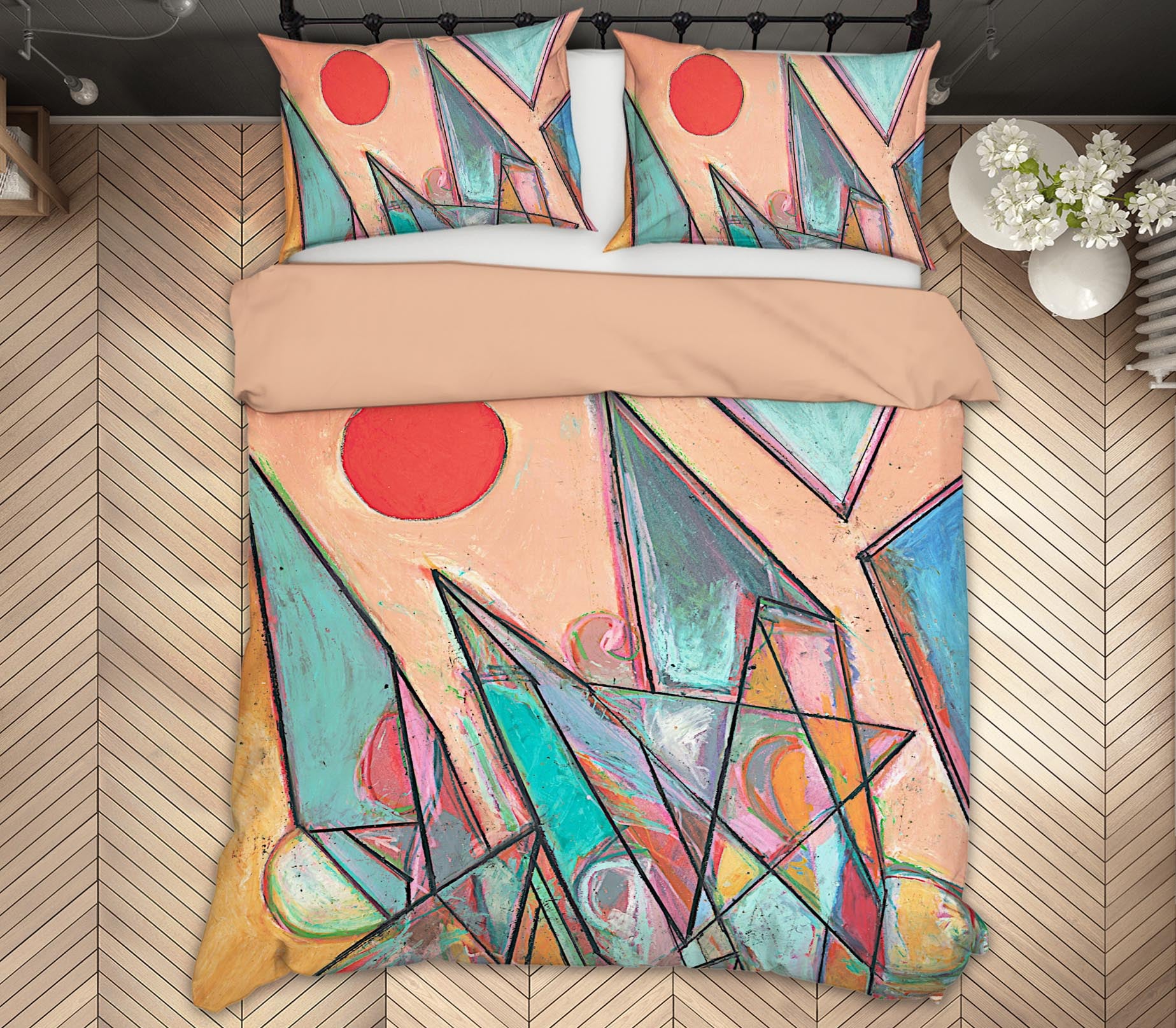 3D Color Geometry 125 Allan P. Friedlander Bedding Bed Pillowcases Quilt