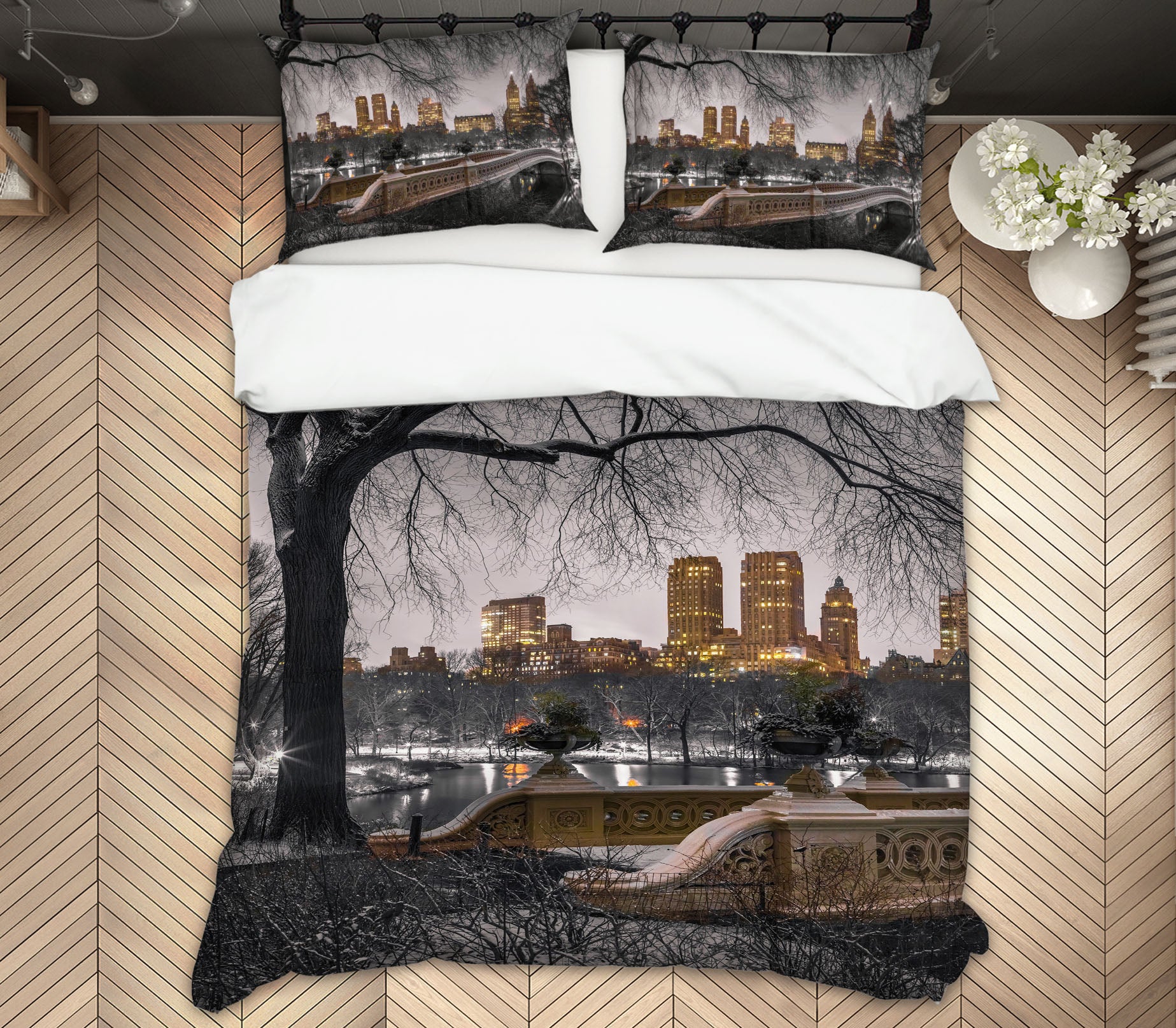 3D Building Tree Night 85126 Assaf Frank Bedding Bed Pillowcases Quilt