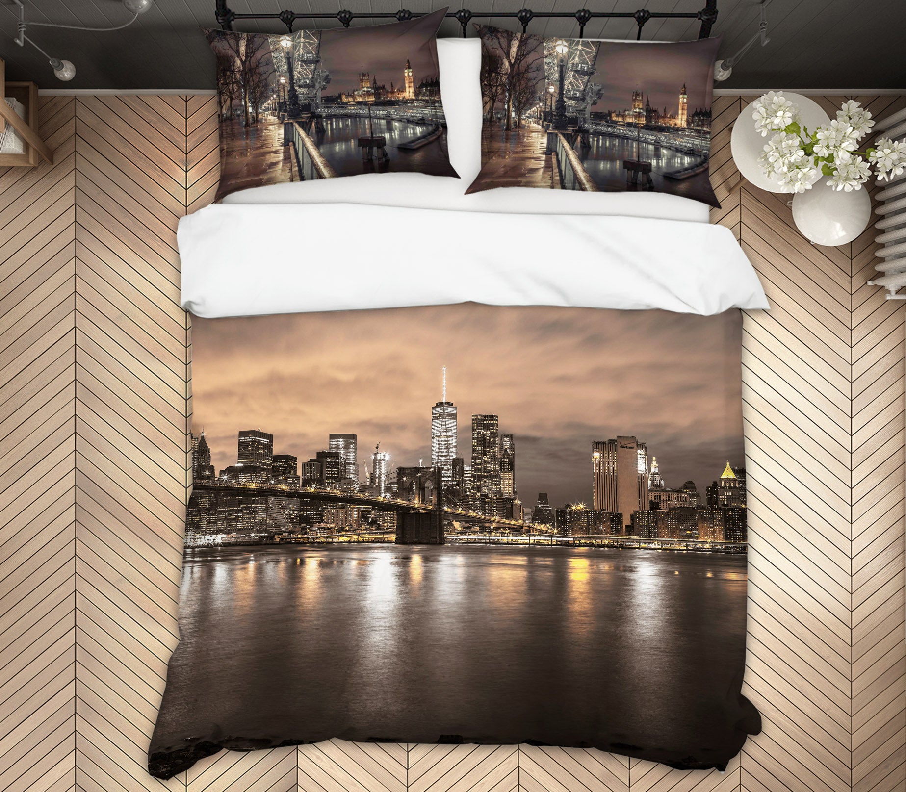3D City Night View Bridge Building 85131 Assaf Frank Bedding Bed Pillowcases Quilt