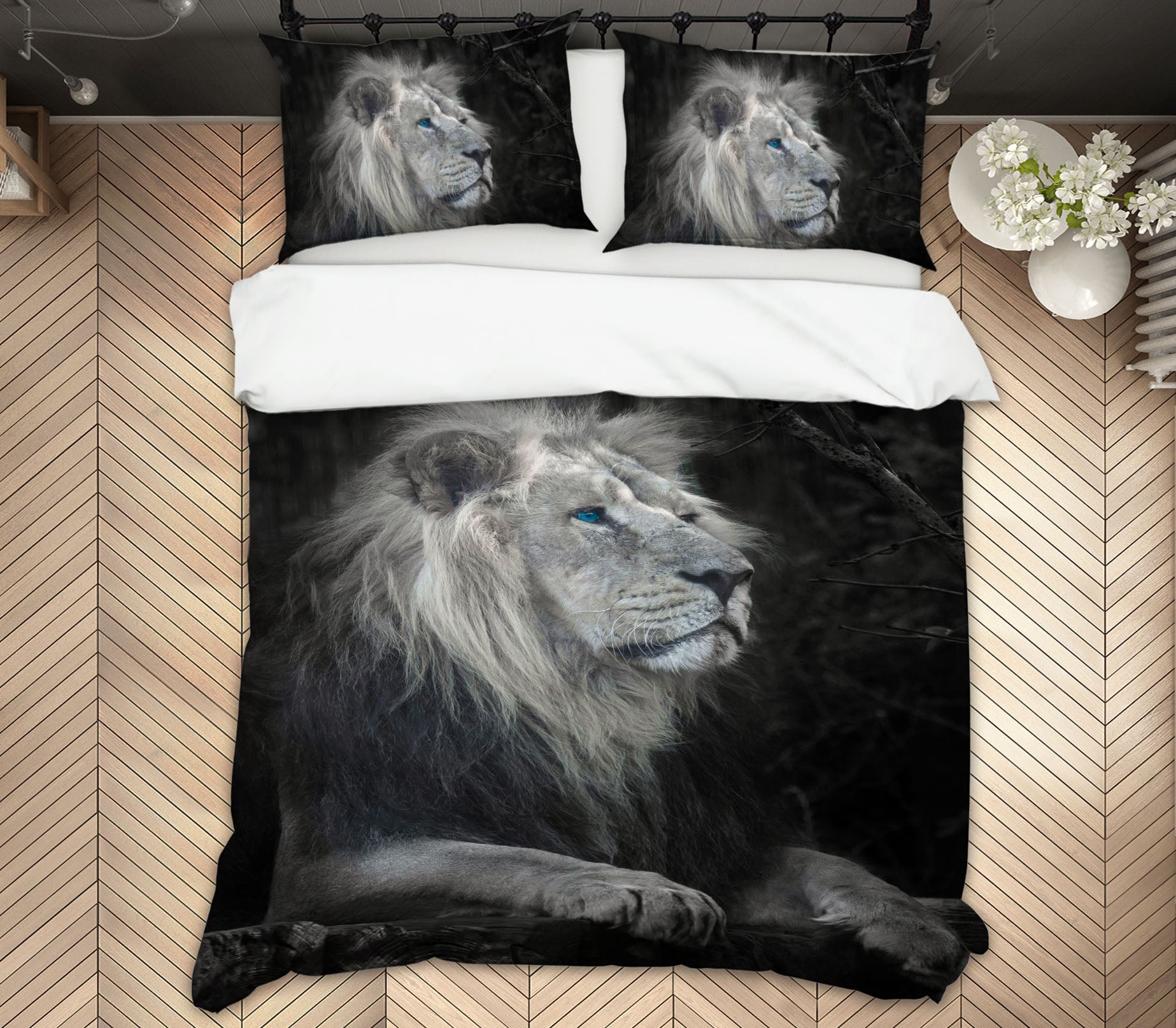 3D Black Grey Lion 8659 Assaf Frank Bedding Bed Pillowcases Quilt
