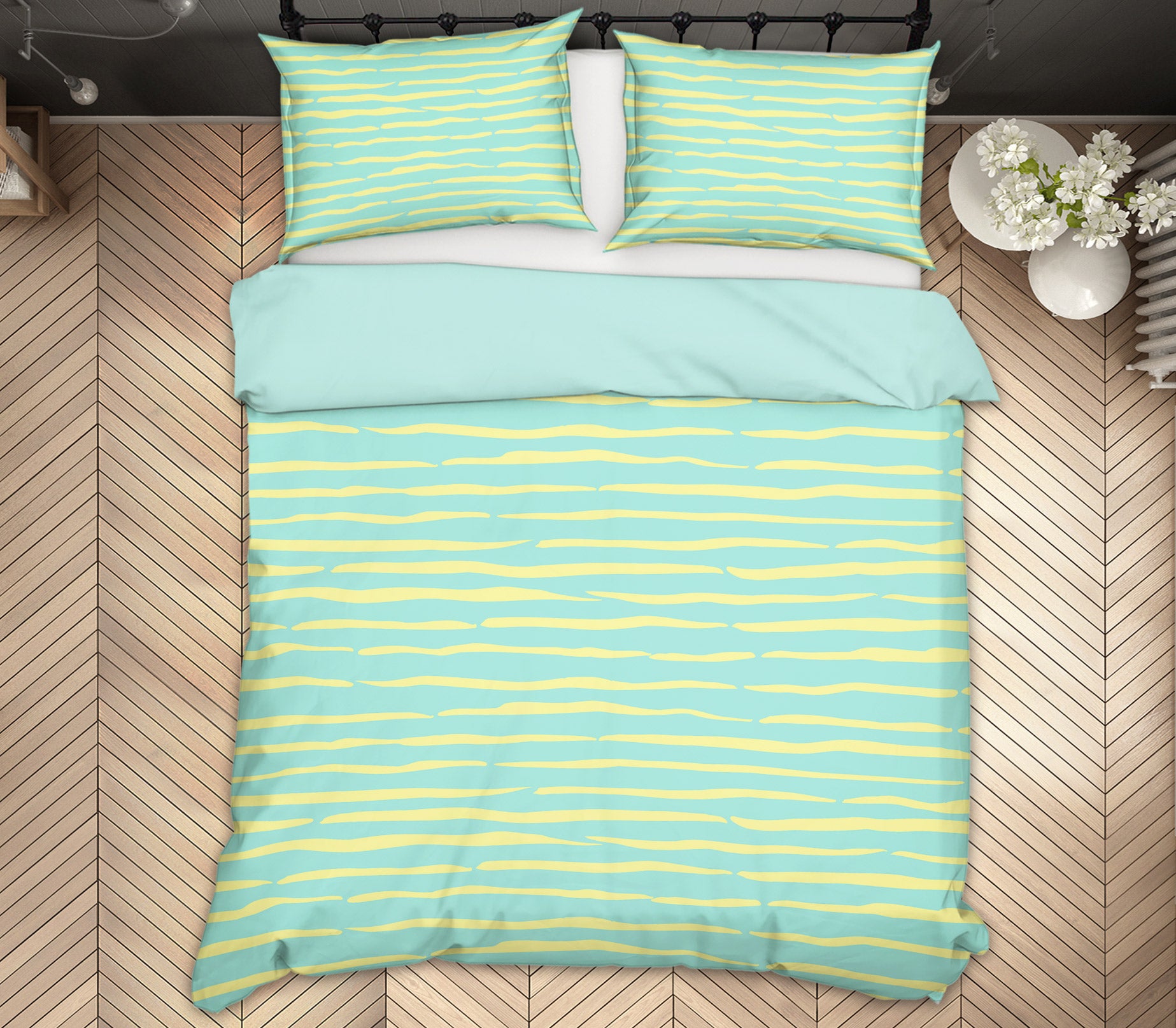 3D Green Stripe 109127 Kashmira Jayaprakash Bedding Bed Pillowcases Quilt