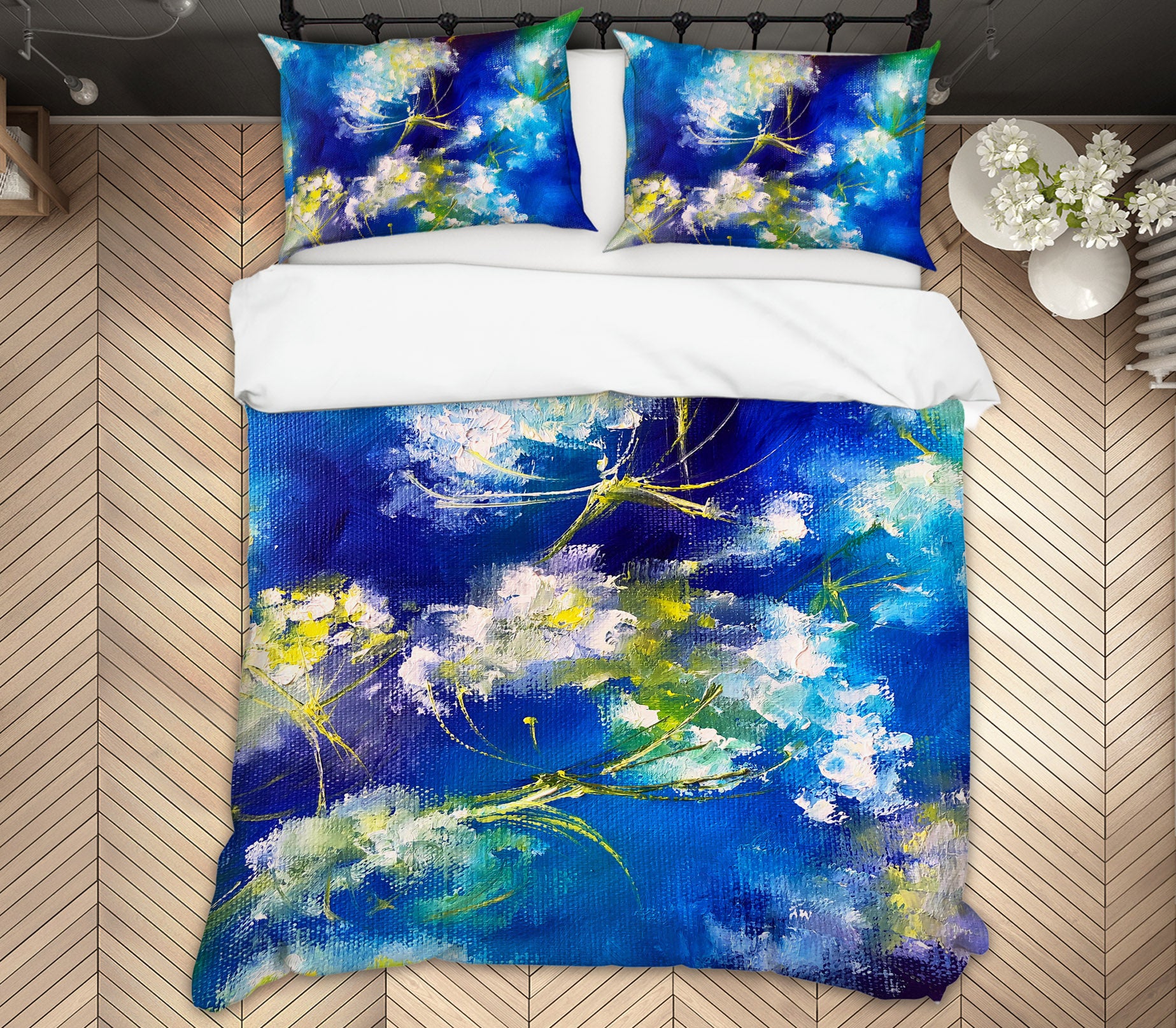 3D Blue Painted Flower 621 Skromova Marina Bedding Bed Pillowcases Quilt