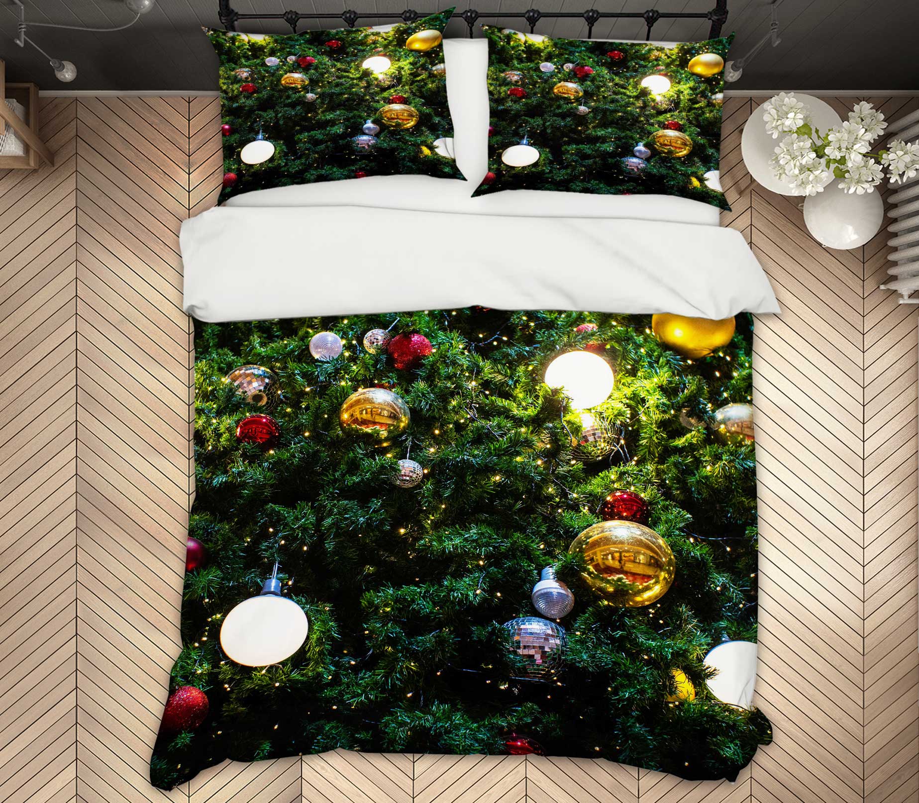 3D Golden White Ball 52193 Christmas Quilt Duvet Cover Xmas Bed Pillowcases