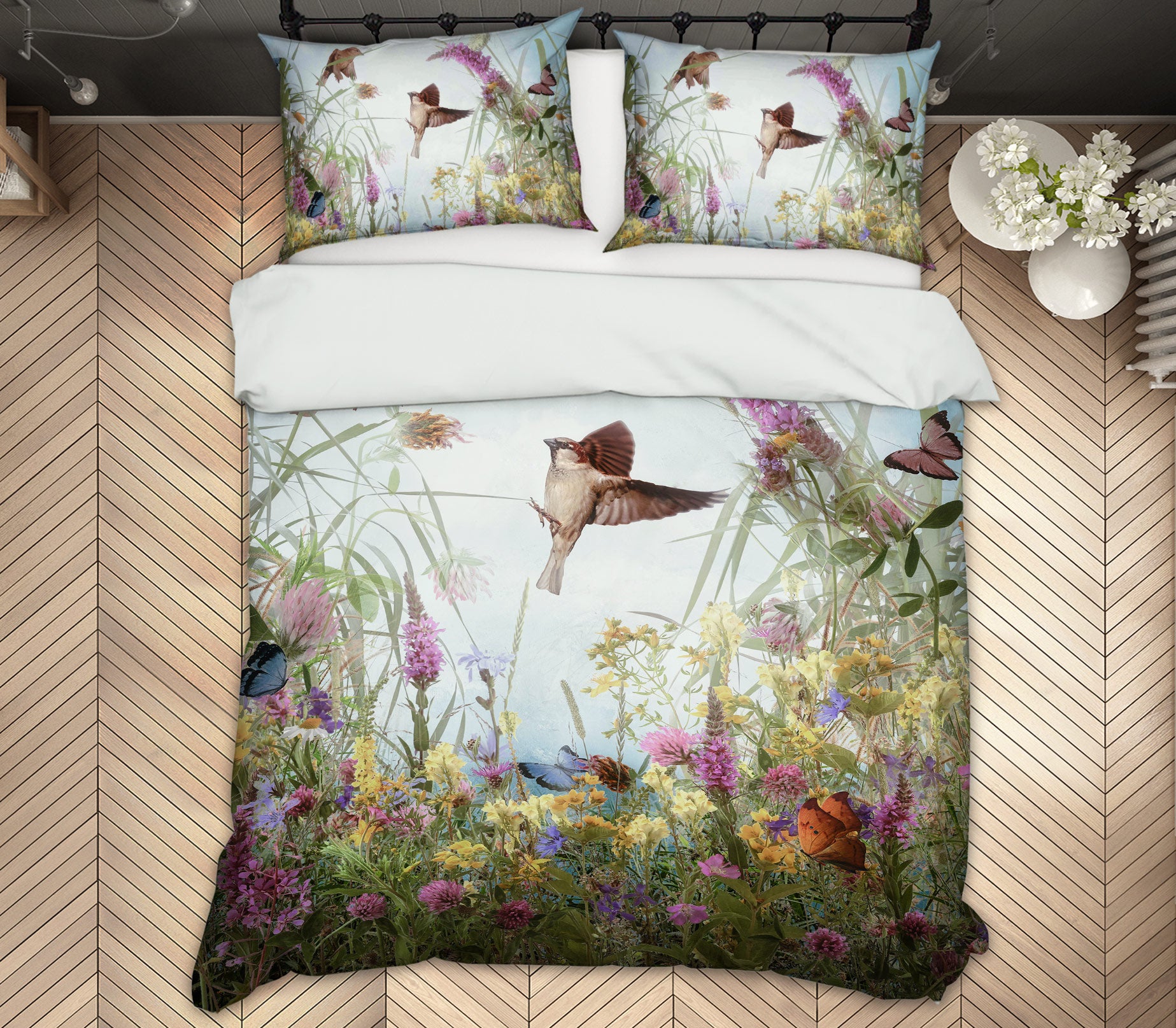 3D Bird Flower Bush 8523 Beth Sheridan Bedding Bed Pillowcases Quilt