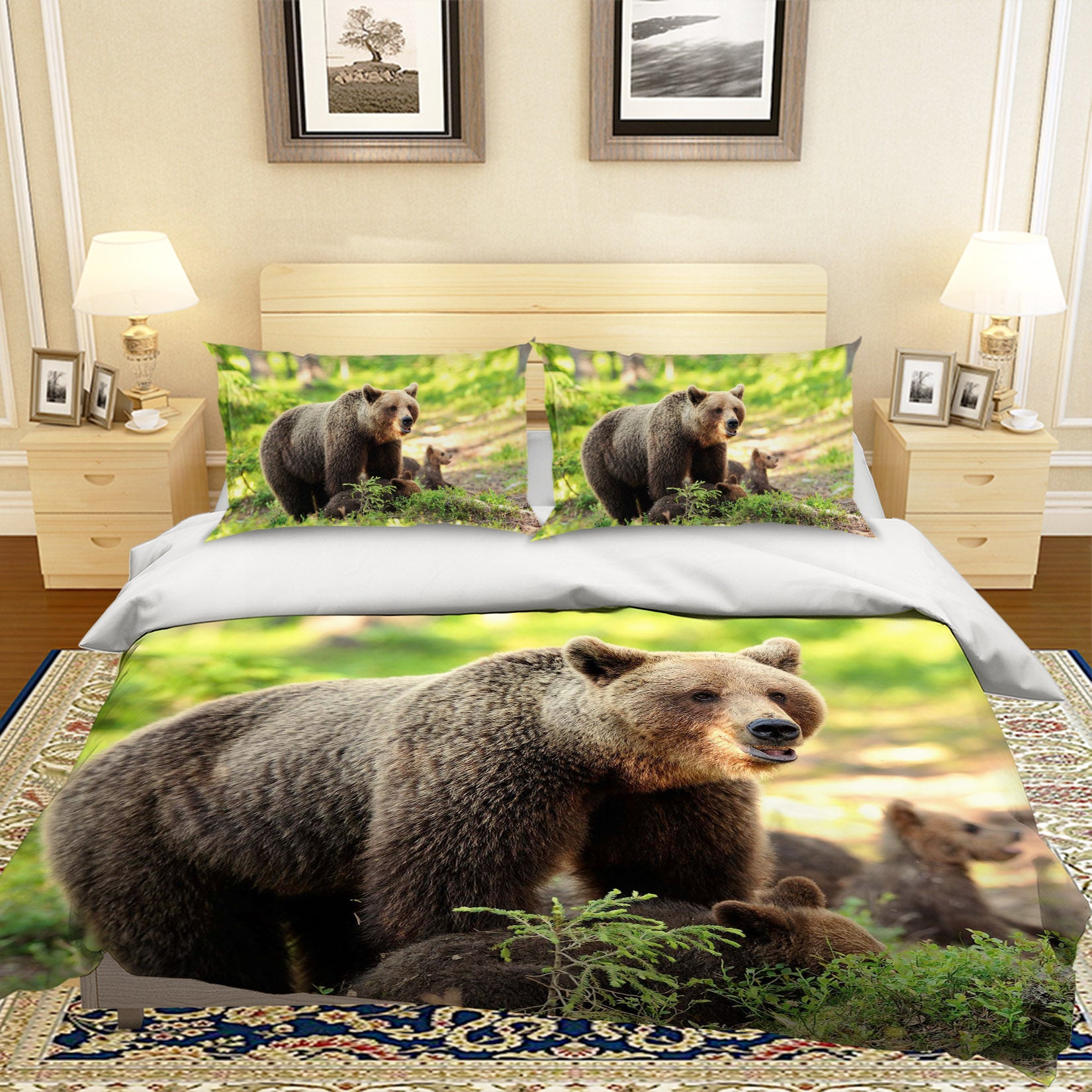 3D Big Black Bear 111 Bed Pillowcases Quilt