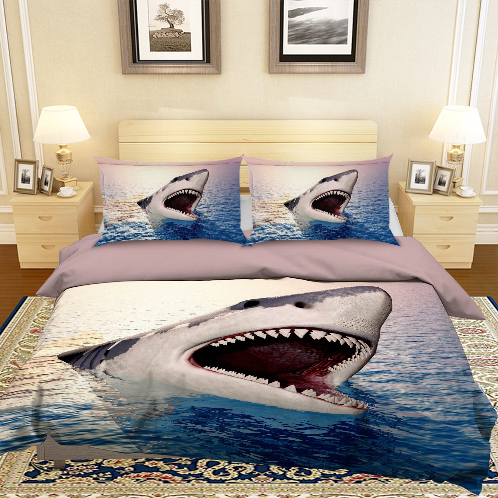 3D Shark Mouth 1928 Bed Pillowcases Quilt