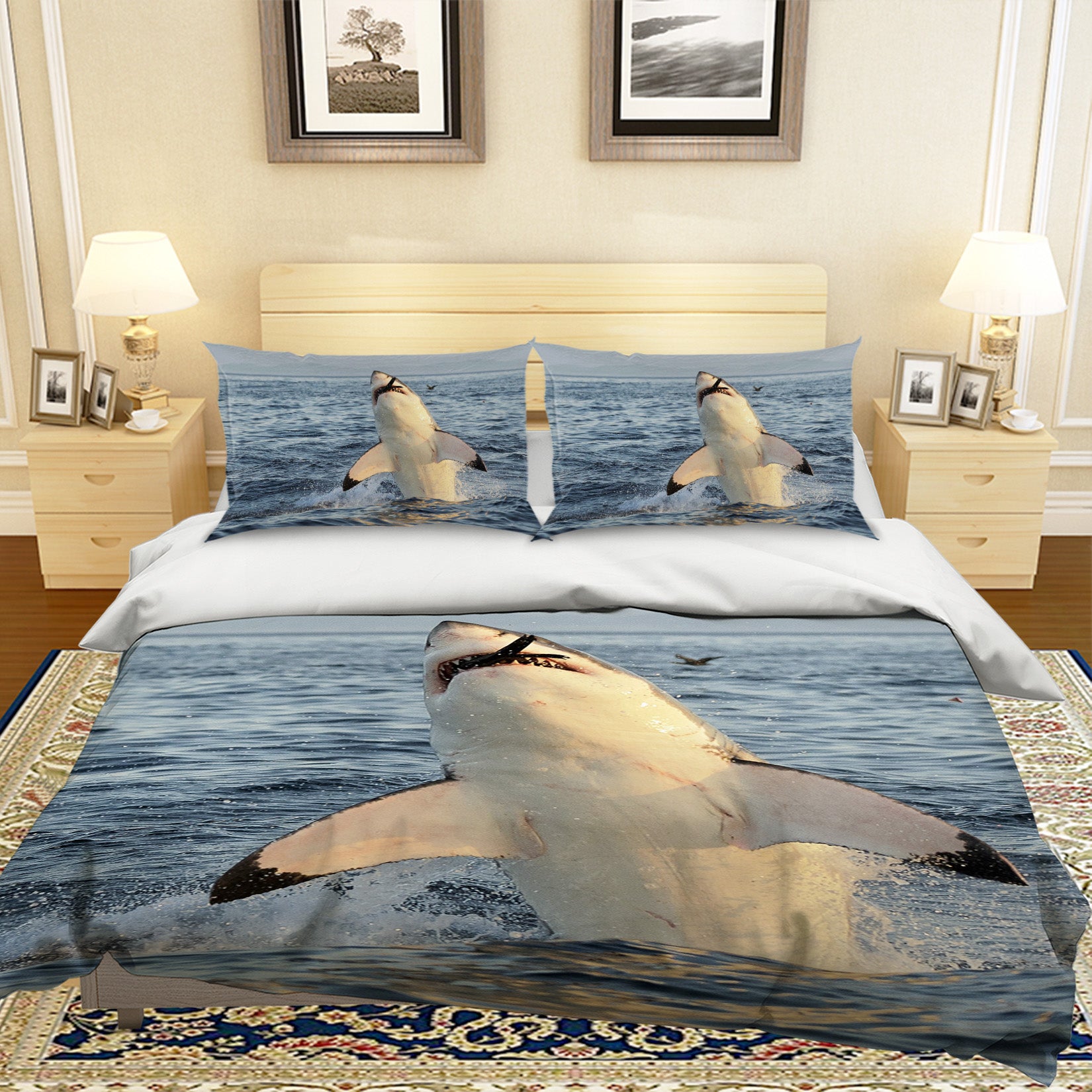 3D Shark Jumping 034 Bed Pillowcases Quilt