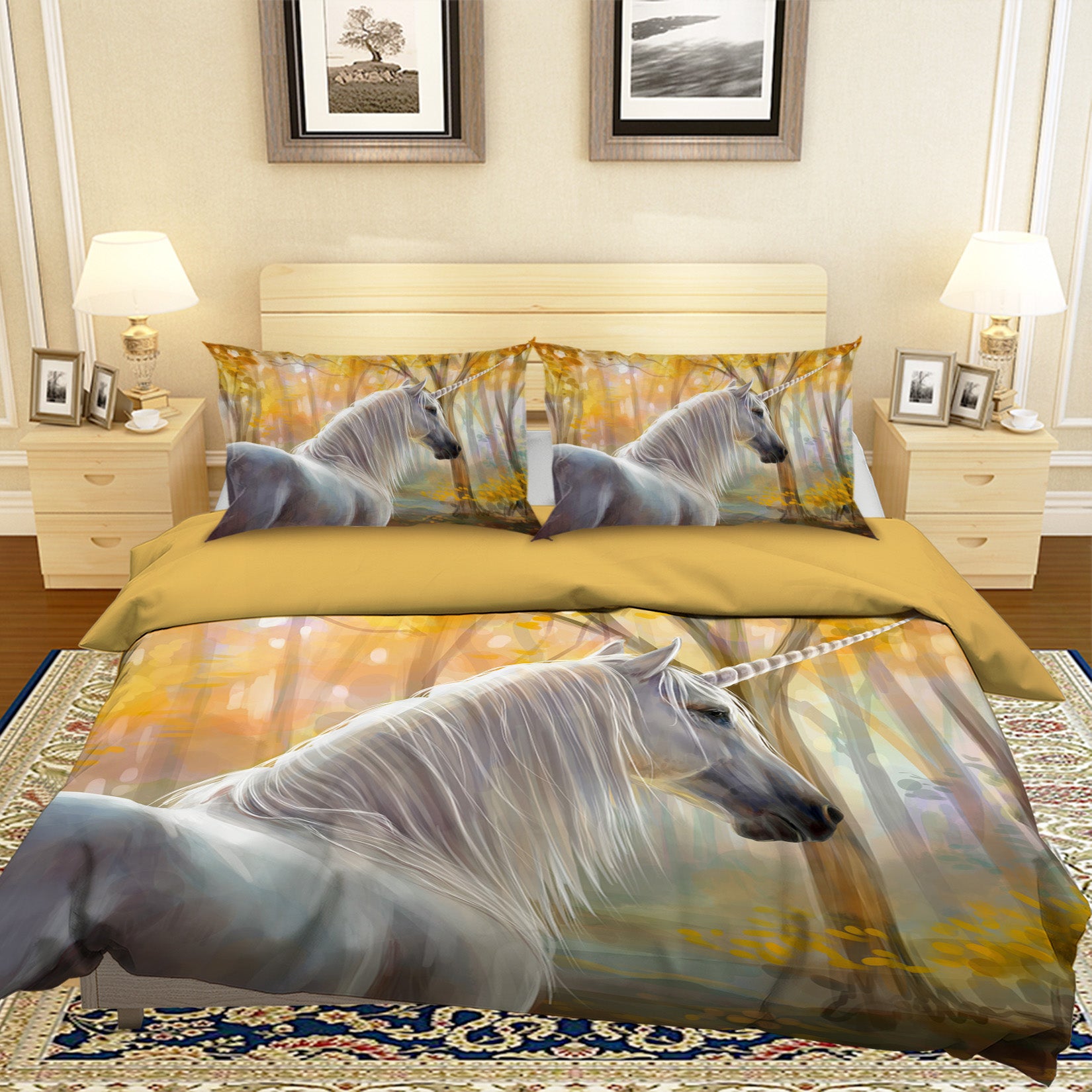 3D Forest Unicorn 029 Bed Pillowcases Quilt