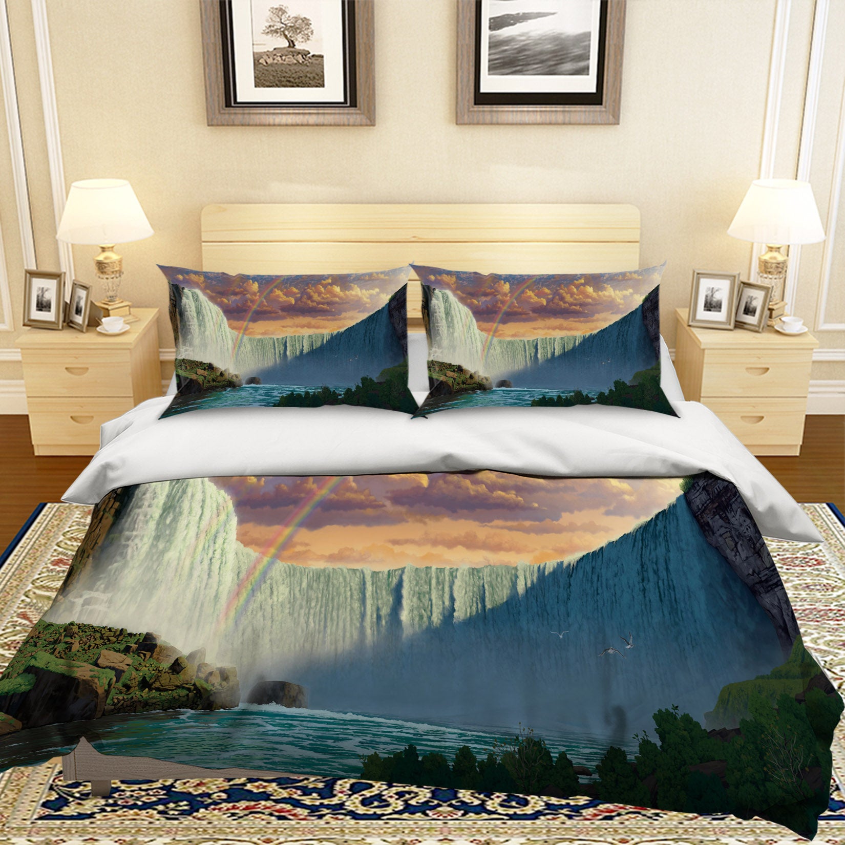 3D Niagara Falls 063 Bed Pillowcases Quilt Exclusive Designer Vincent