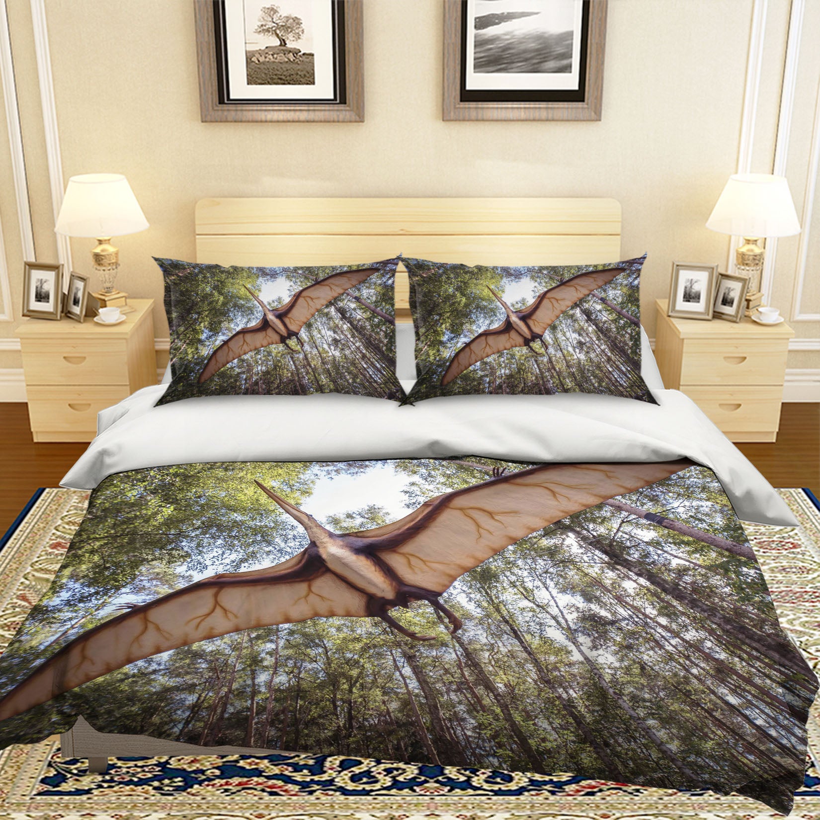 3D Forest Pterodactyl 1916 Bed Pillowcases Quilt