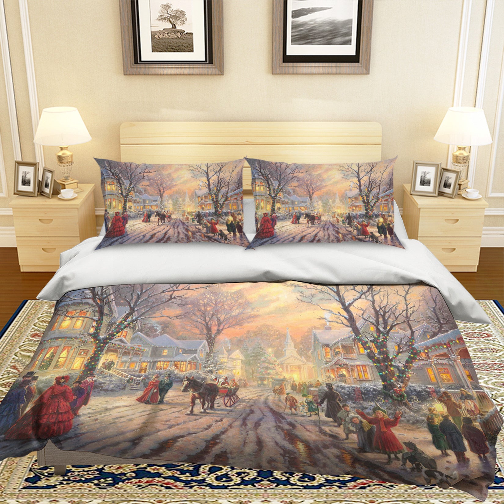 3D Street Crowd Branches 31098 Christmas Quilt Duvet Cover Xmas Bed Pillowcases