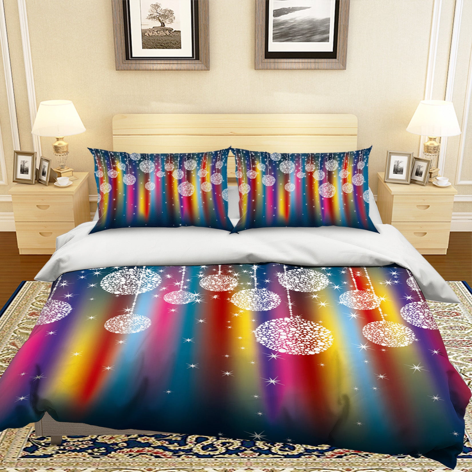 3D Colorful Stripes Snowflake 31130 Christmas Quilt Duvet Cover Xmas Bed Pillowcases