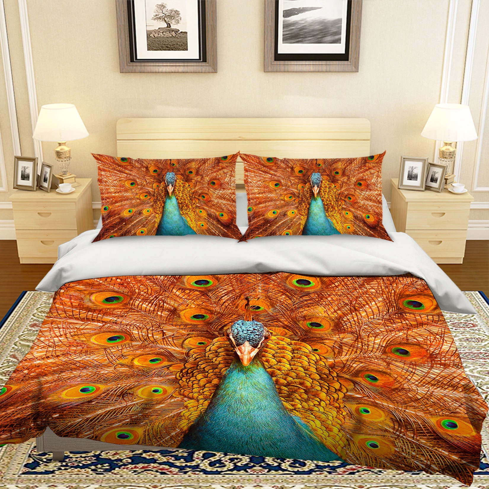 3D Orange Peacock 092 Bed Pillowcases Quilt