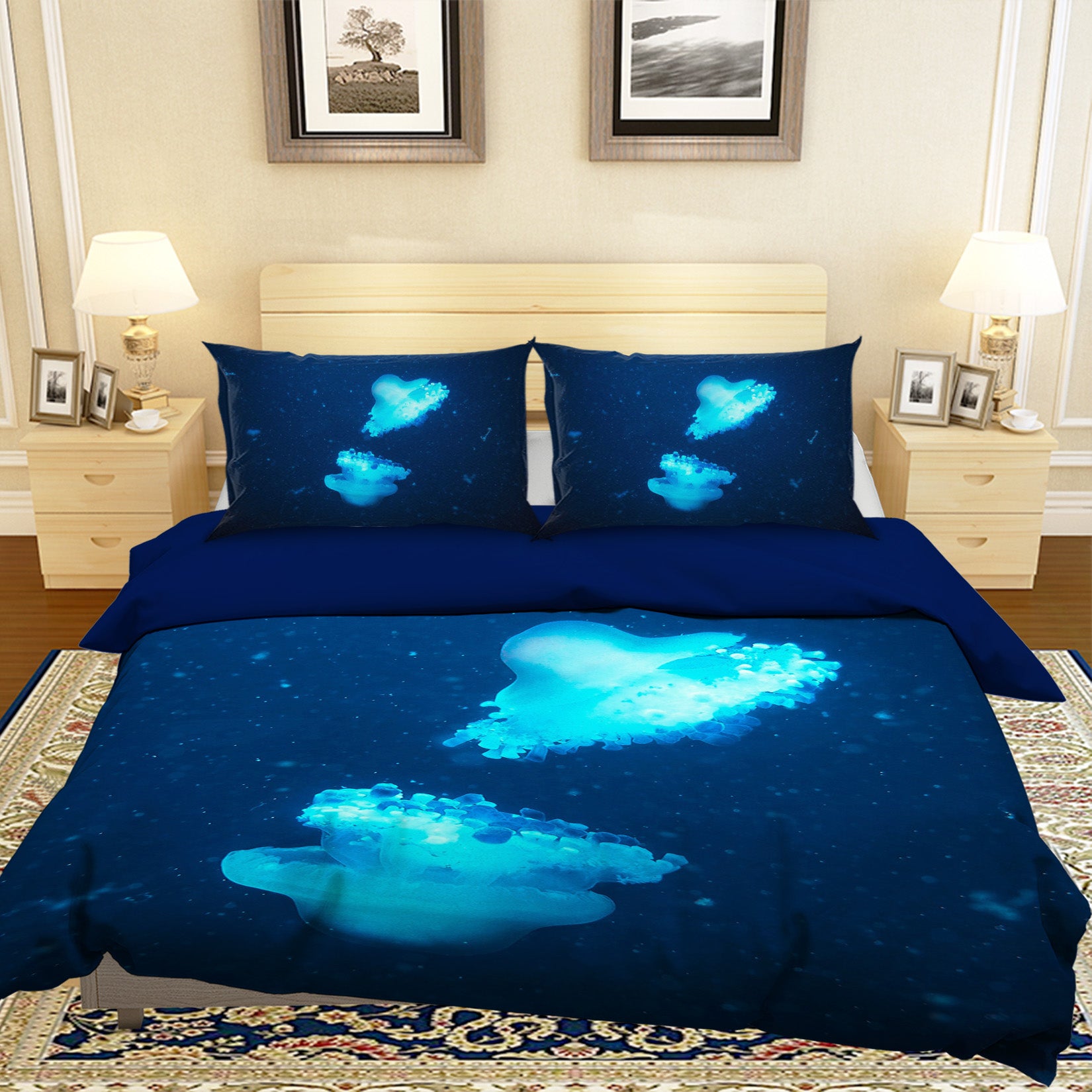 3D Blue Jellyfish 036 Bed Pillowcases Quilt