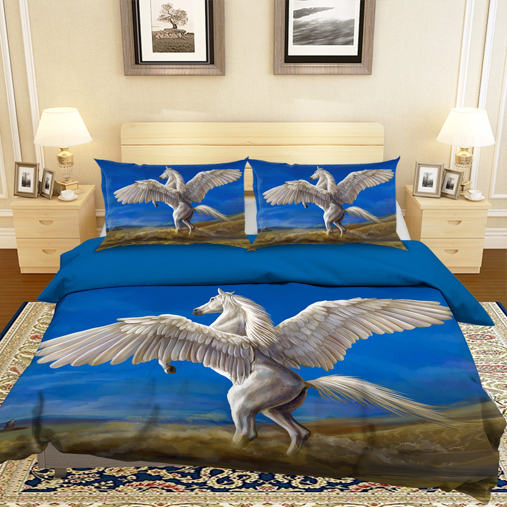 3D White Pegasus 095 Bed Pillowcases Quilt
