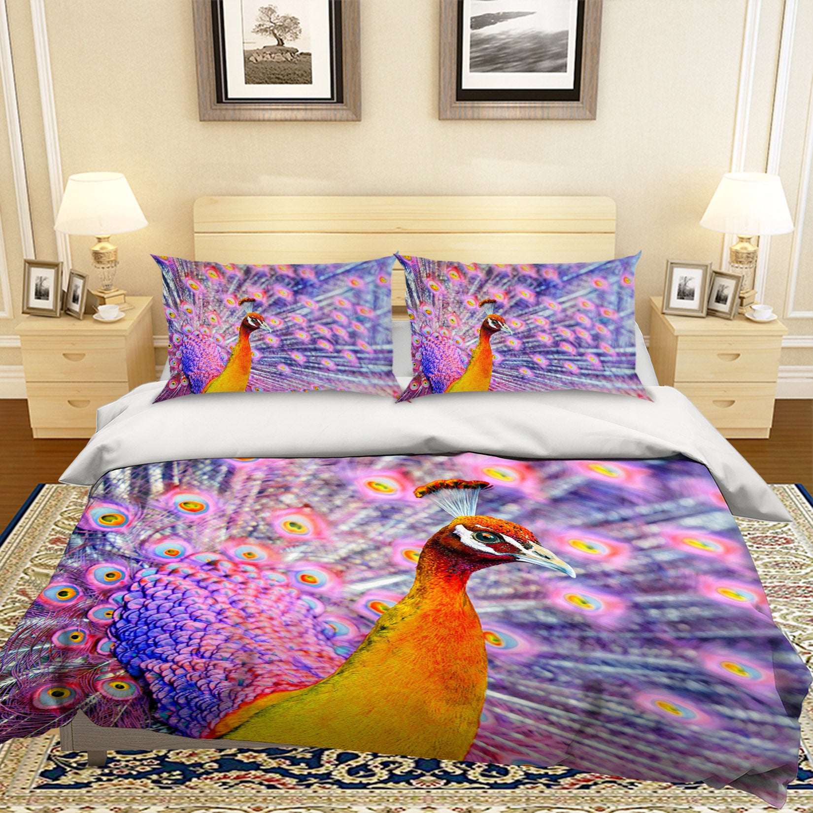 3D Purple Peacock 098 Bed Pillowcases Quilt