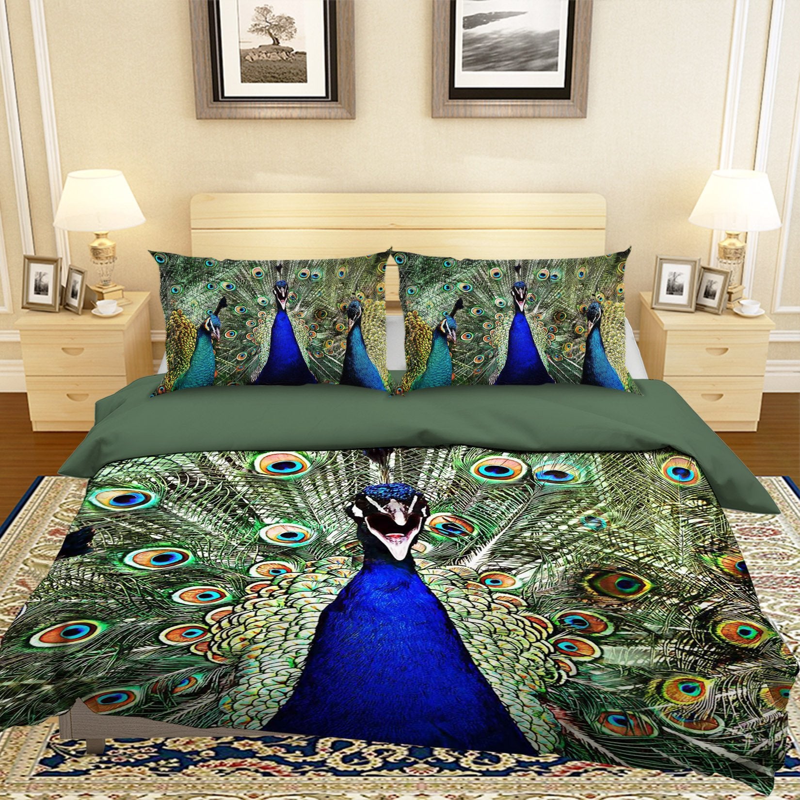 3D Peacock 1981 Bed Pillowcases Quilt Quiet Covers AJ Creativity Home 