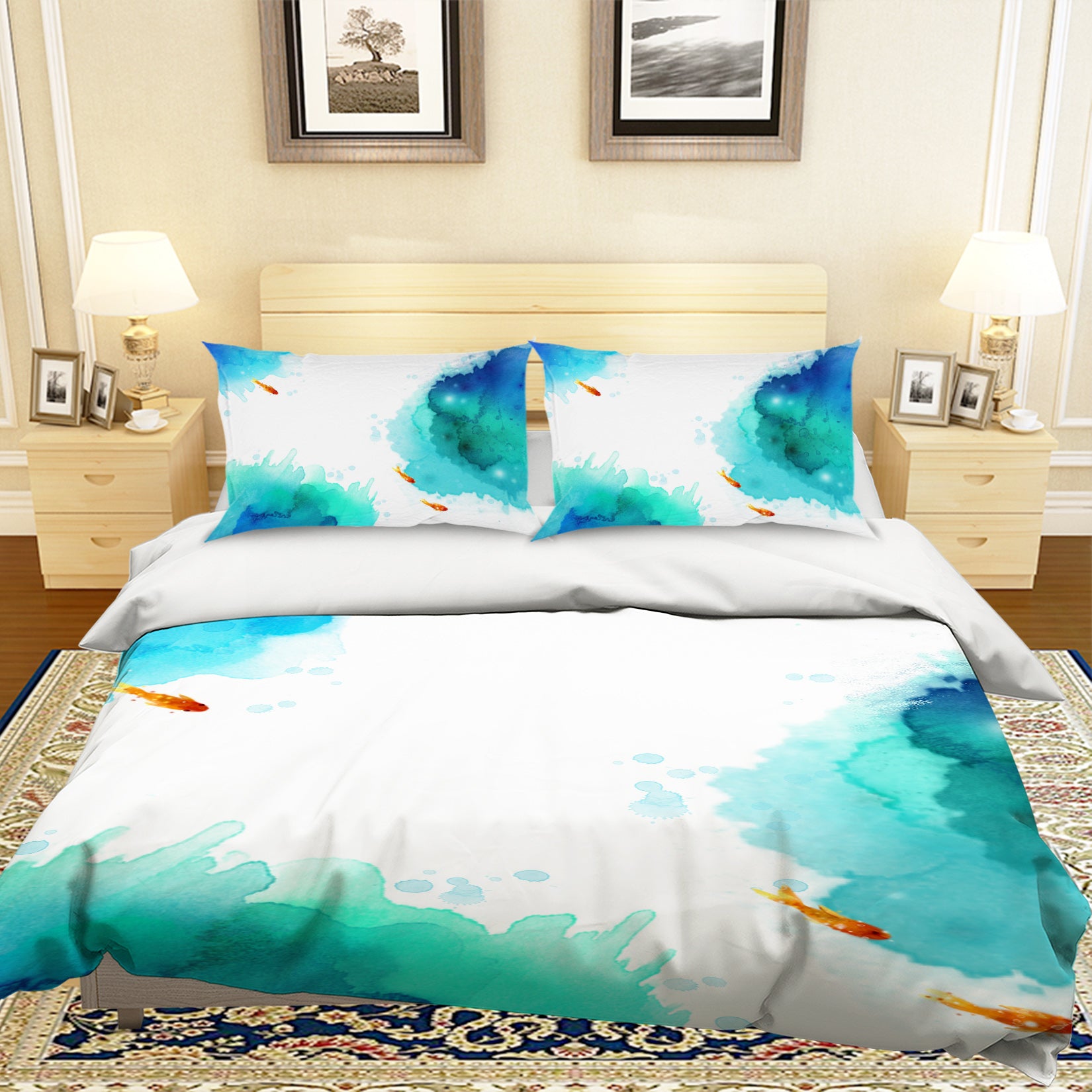 3D Goldfish River 007 Bed Pillowcases Quilt