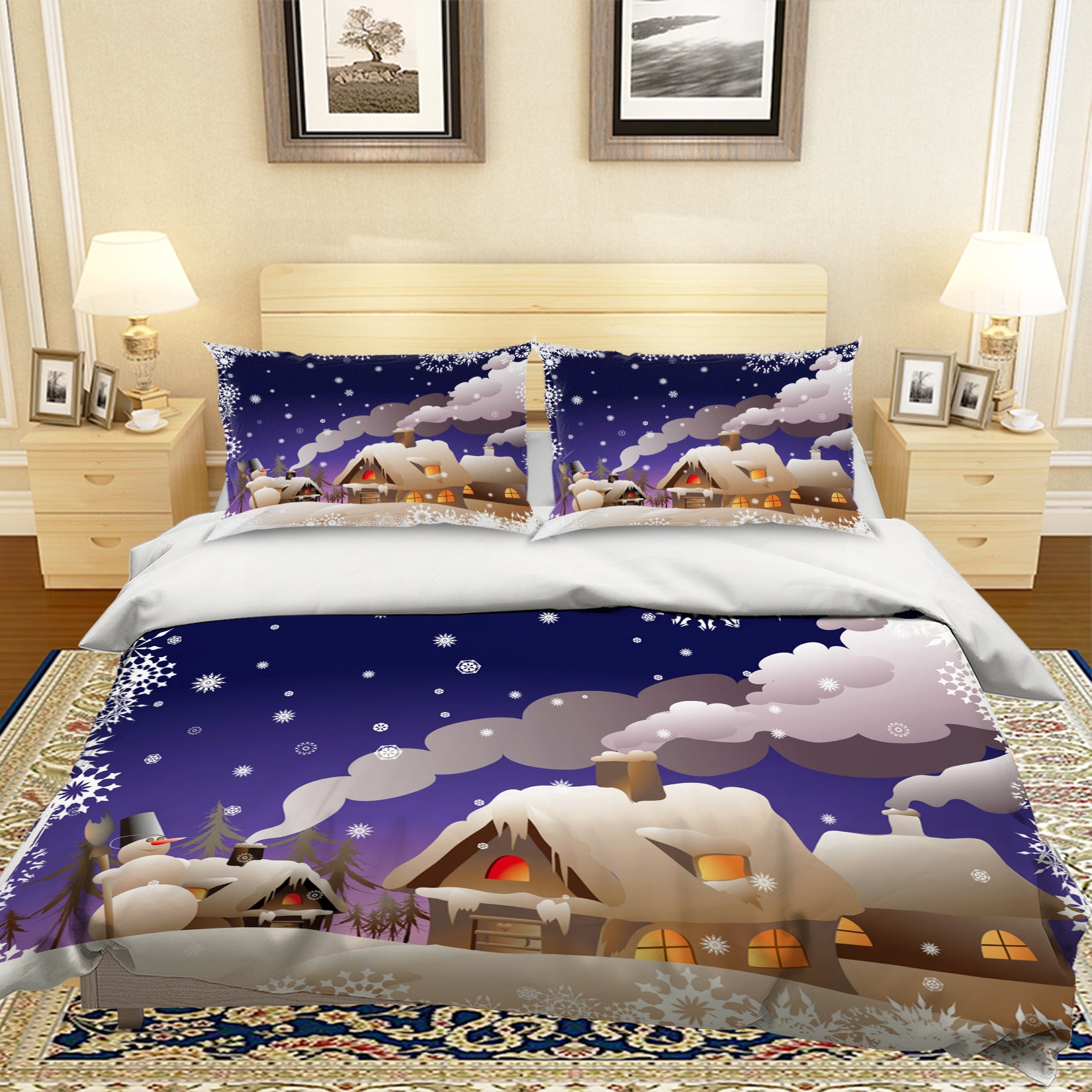 3D Chimney Houses 31129 Christmas Quilt Duvet Cover Xmas Bed Pillowcases