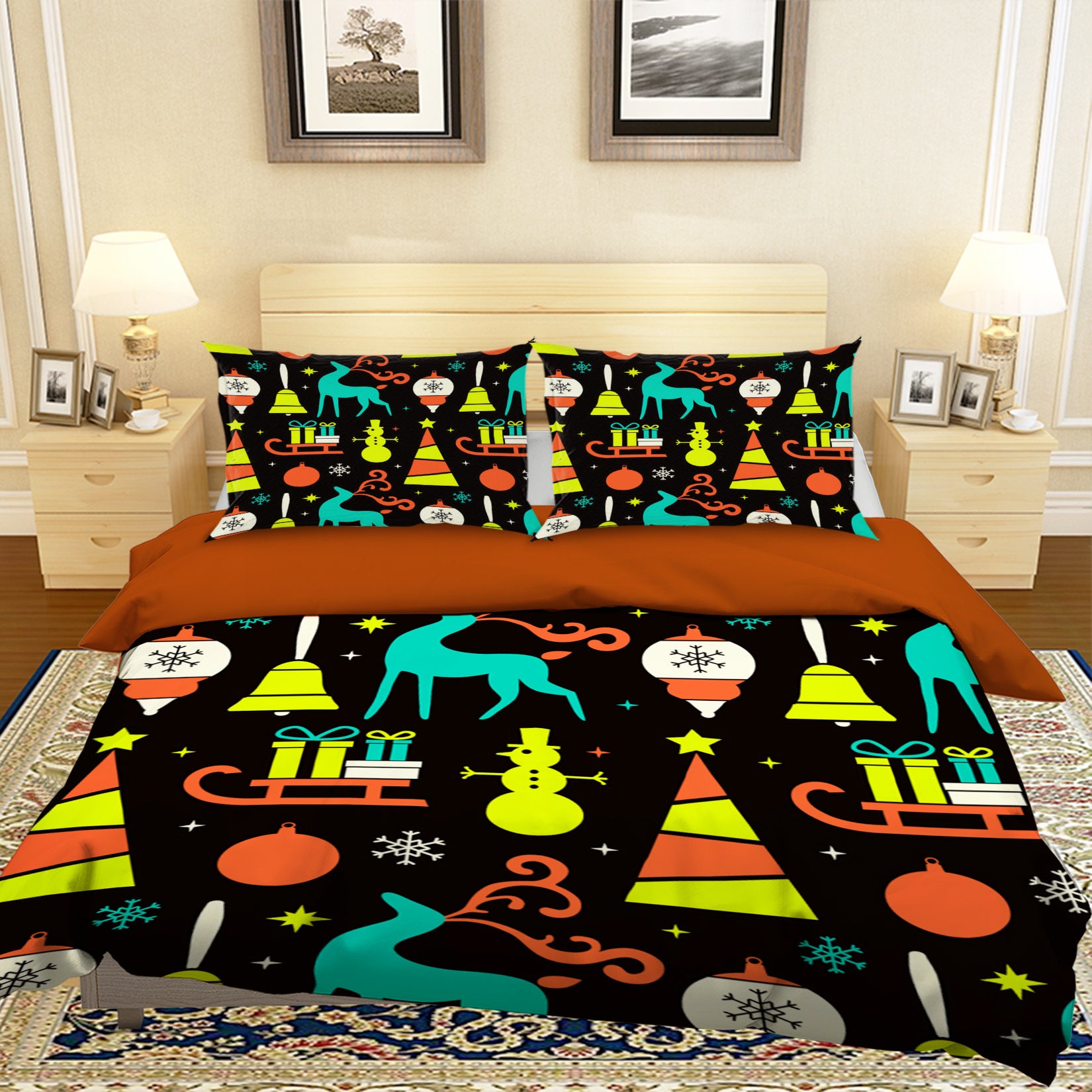 3D Deer Christmas Pattern 31128 Christmas Quilt Duvet Cover Xmas Bed Pillowcases