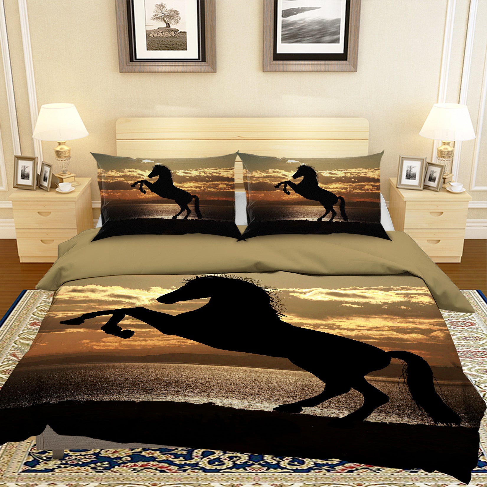 3D Sunset Sea Horse 063 Bed Pillowcases Quilt