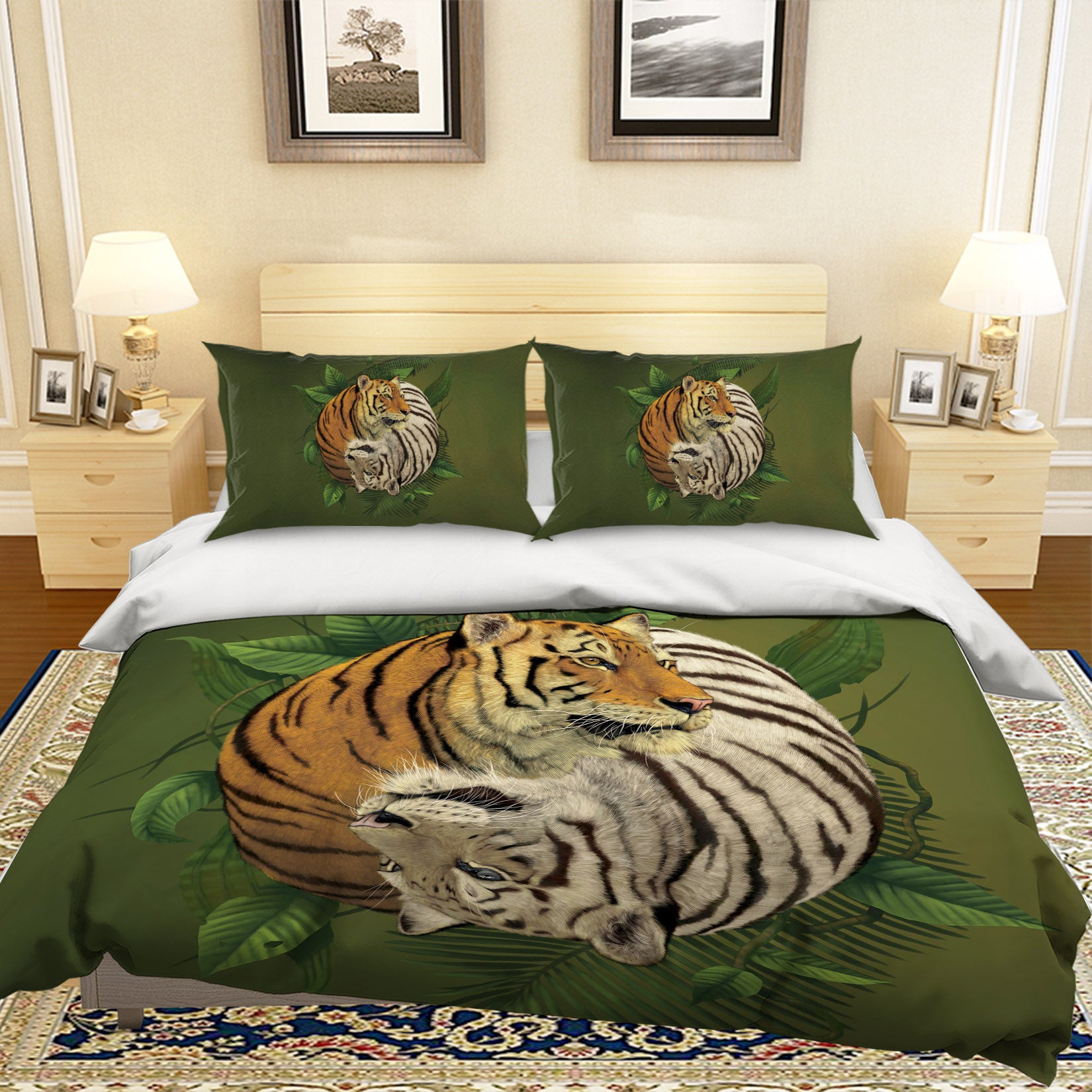 3D Tiger Yin Yang 088 Bed Pillowcases Quilt Exclusive Designer Vincent
