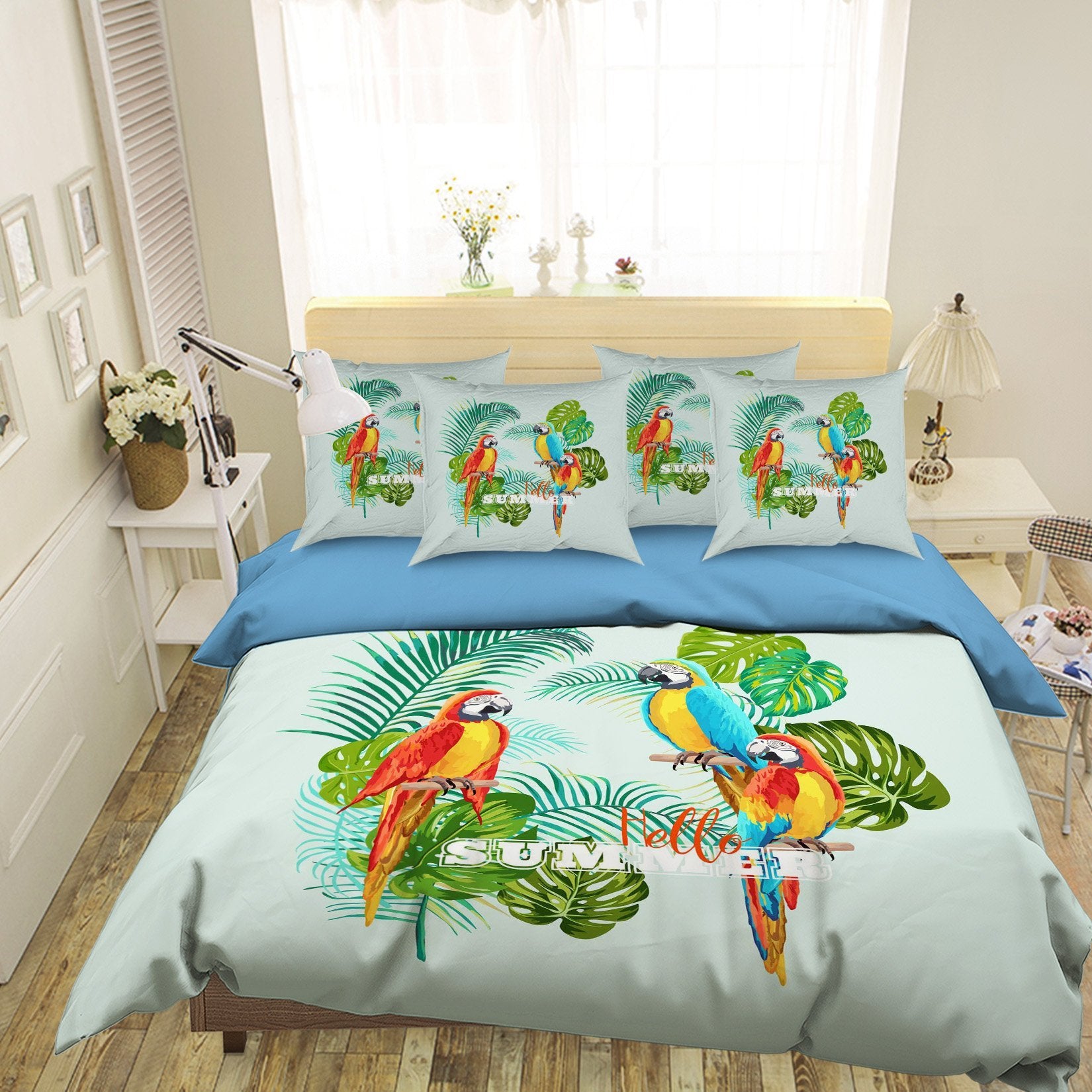 3D Parrot Plant 012 Bed Pillowcases Quilt Wallpaper AJ Wallpaper 