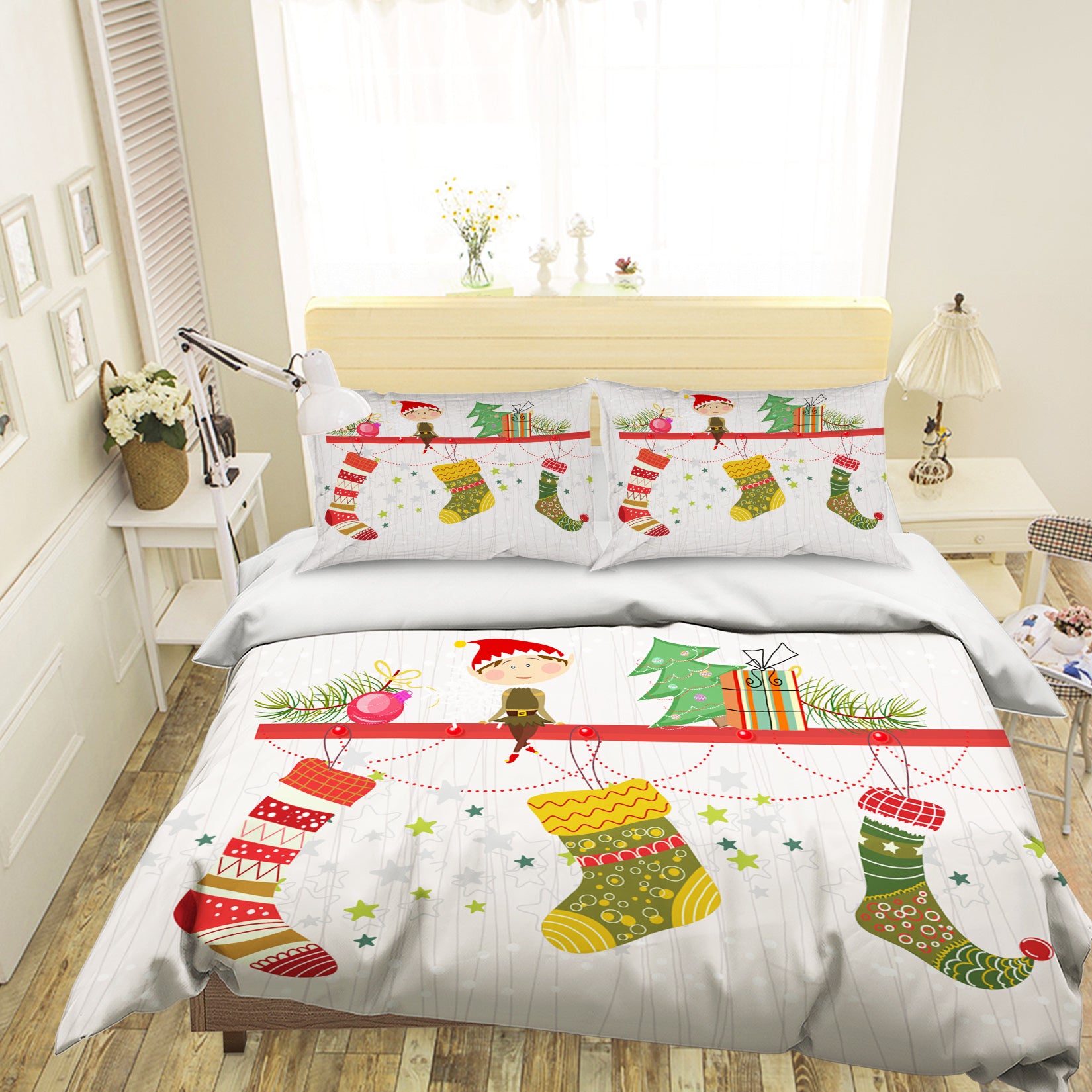 3D Sock 31096 Christmas Quilt Duvet Cover Xmas Bed Pillowcases