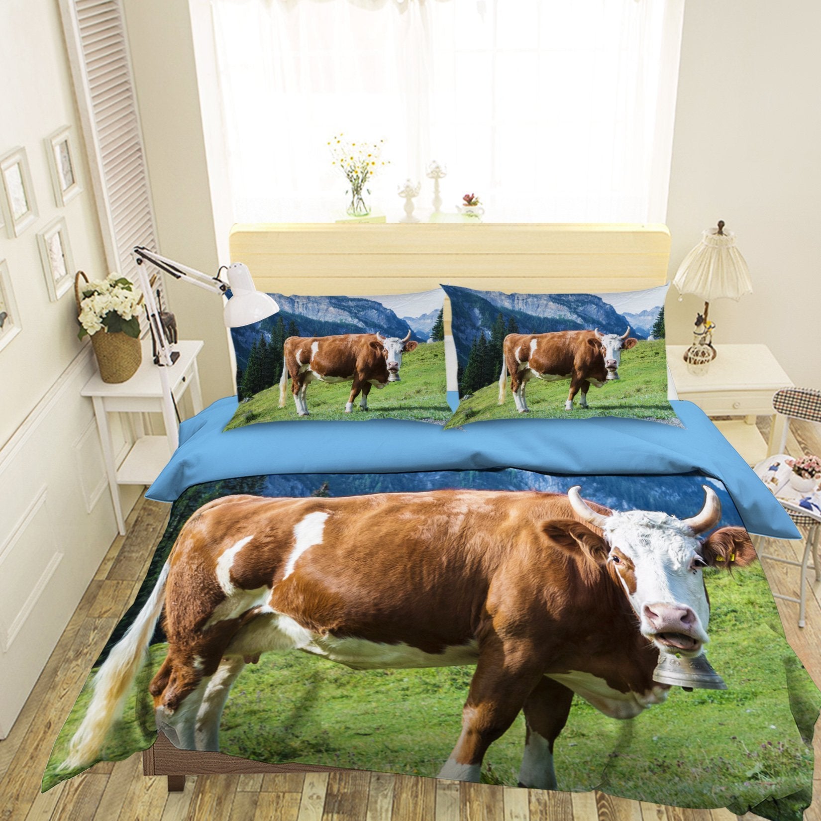 3D Prairie Cattle 1927 Bed Pillowcases Quilt Quiet Covers AJ Creativity Home 