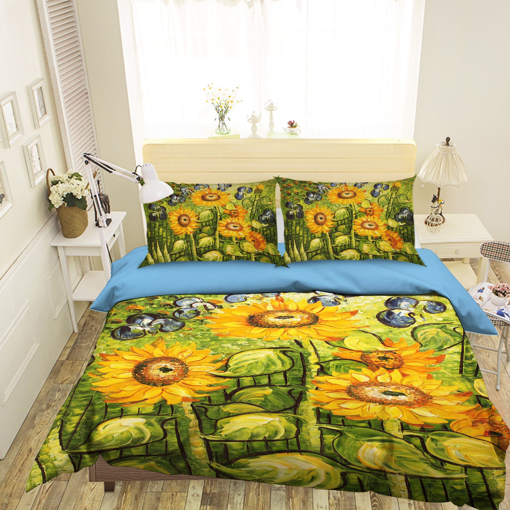 3D Sunflower Painting 047 Bed Pillowcases Quilt