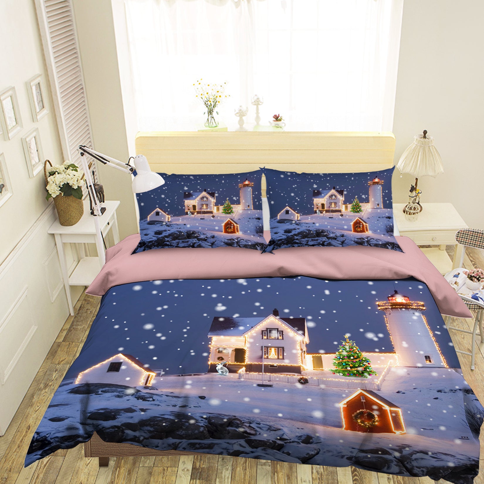 3D Snow House 31131 Christmas Quilt Duvet Cover Xmas Bed Pillowcases
