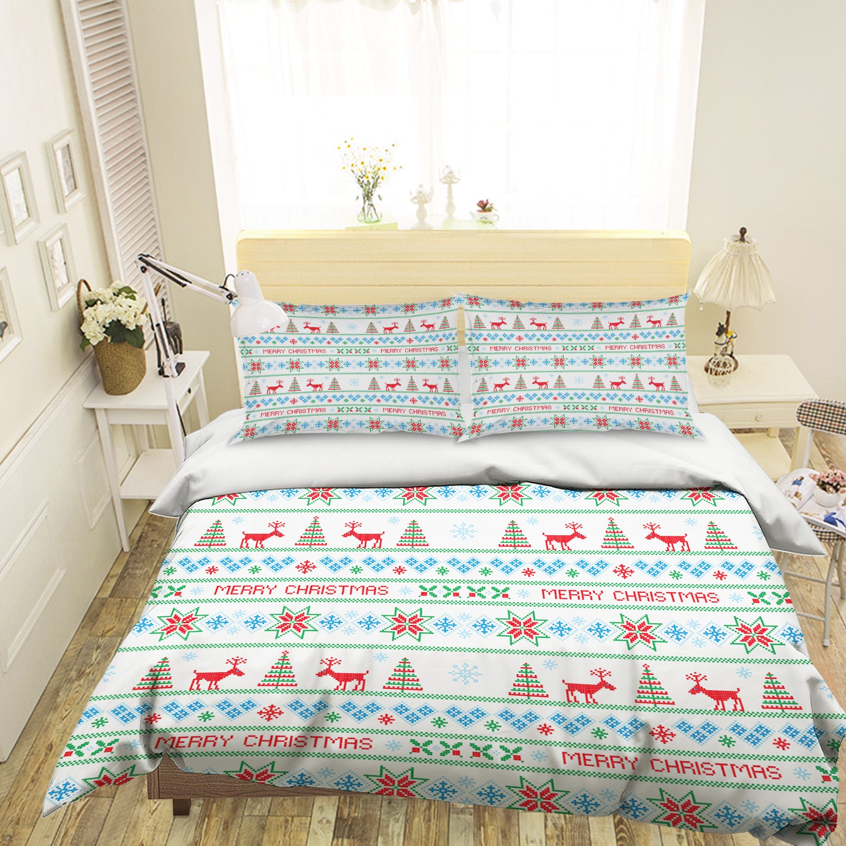 3D Deer Tree 17738 Christmas Quilt Duvet Cover Xmas Bed Pillowcases