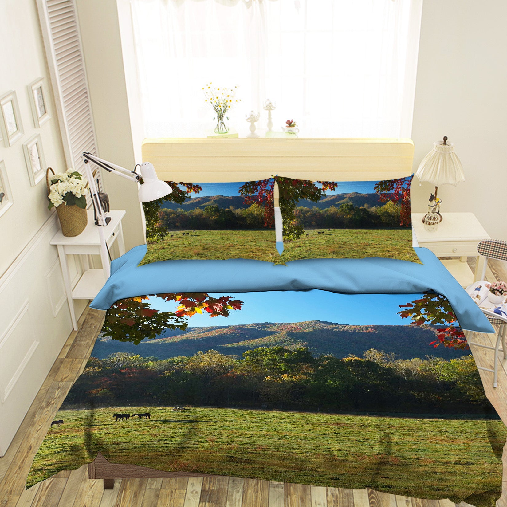 3D Horses Valley 2114 Kathy Barefield Bedding Bed Pillowcases Quilt