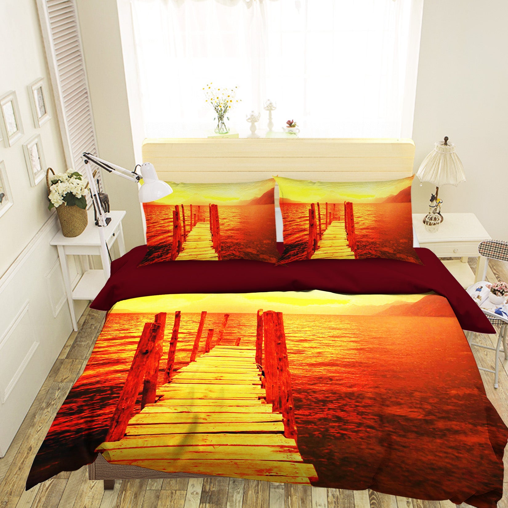 3D Sunset Pier 045 Bed Pillowcases Quilt