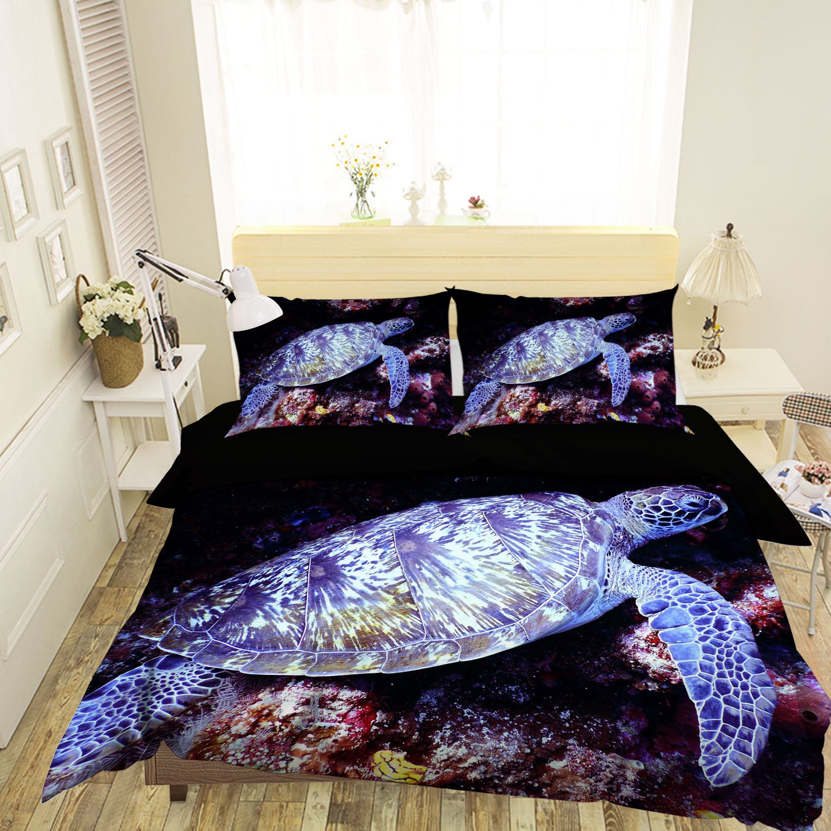 3D Deep Sea Turtle 1936 Bed Pillowcases Quilt