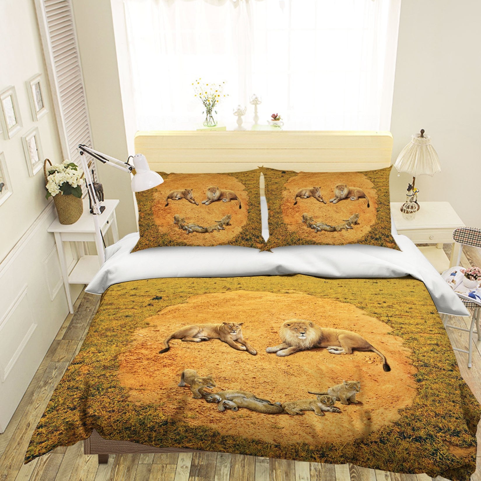 3D A Lion's Happiness Def 2104 Bed Pillowcases Quilt Exclusive Designer Vincent Quiet Covers AJ Creativity Home 