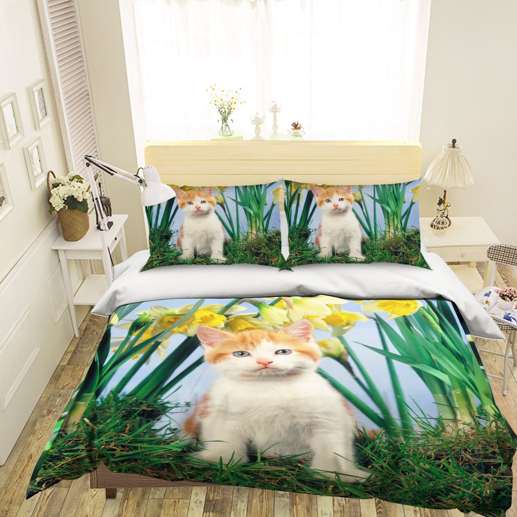 3D Cat Chrysanthemum 1903 Bed Pillowcases Quilt