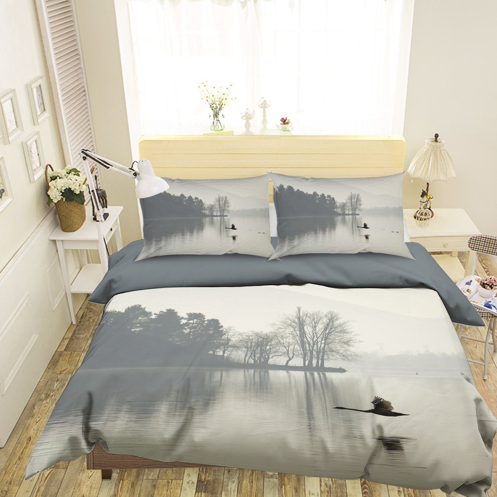 3D Wild Goose Flying 1999 Bed Pillowcases Quilt Quiet Covers AJ Creativity Home 