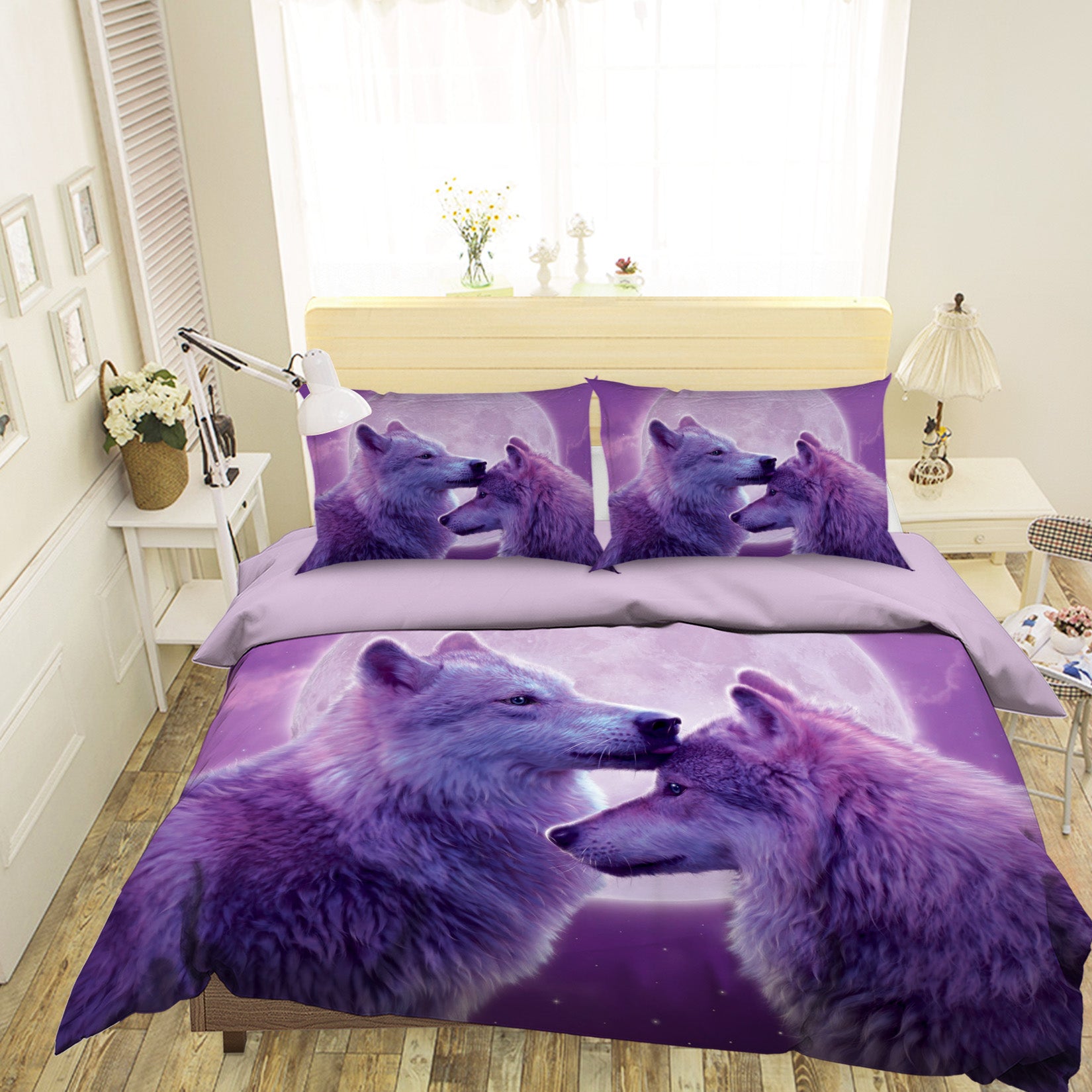 3D Loving Wolves 057 Bed Pillowcases Quilt Exclusive Designer Vincent