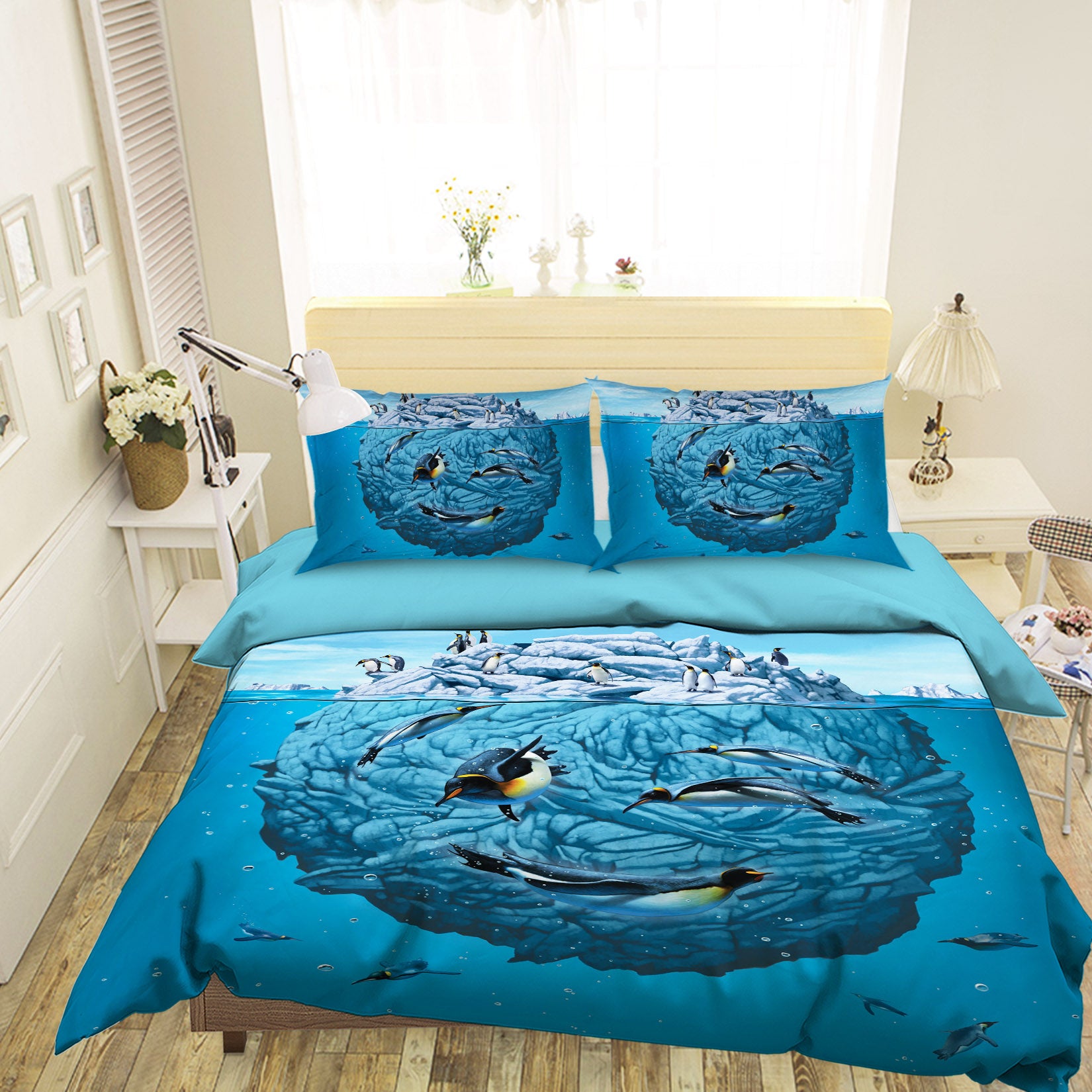 3D Penguin Wink Def 068 Bed Pillowcases Quilt Exclusive Designer Vincent