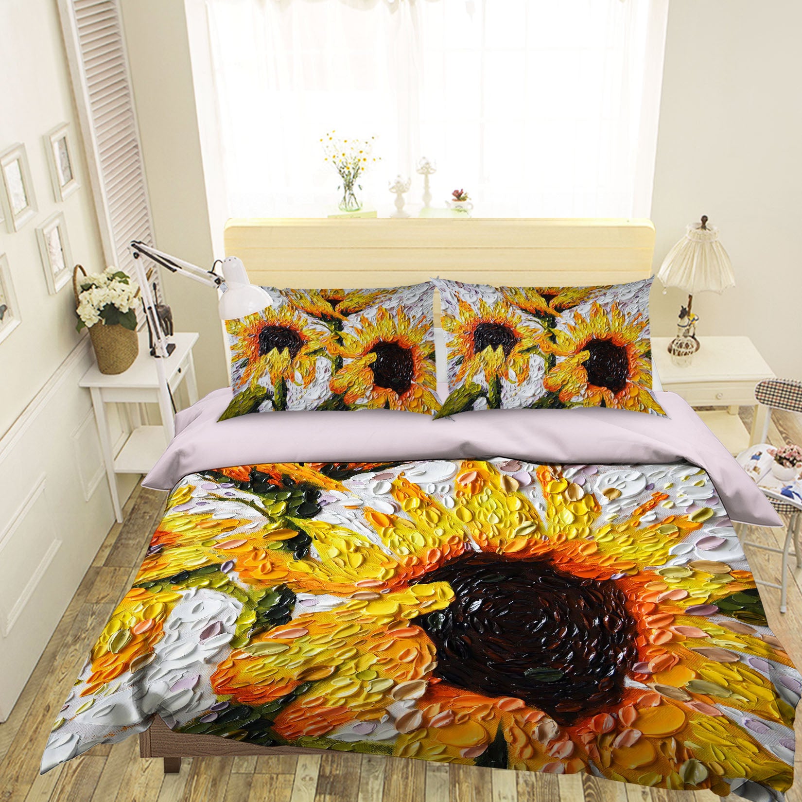 3D Sunflowers 2108 Dena Tollefson bedding Bed Pillowcases Quilt