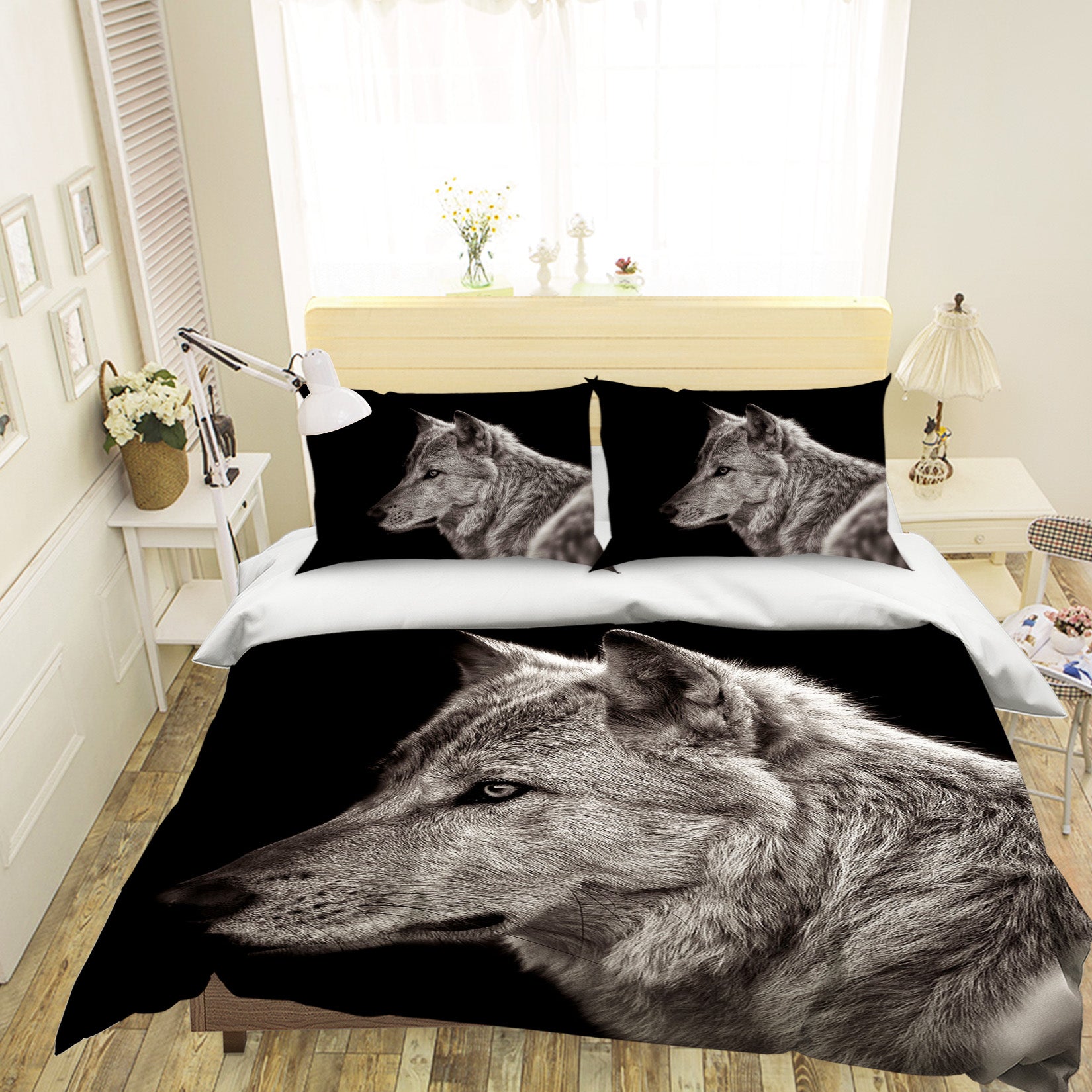 3D Black Wolf 051 Bed Pillowcases Quilt