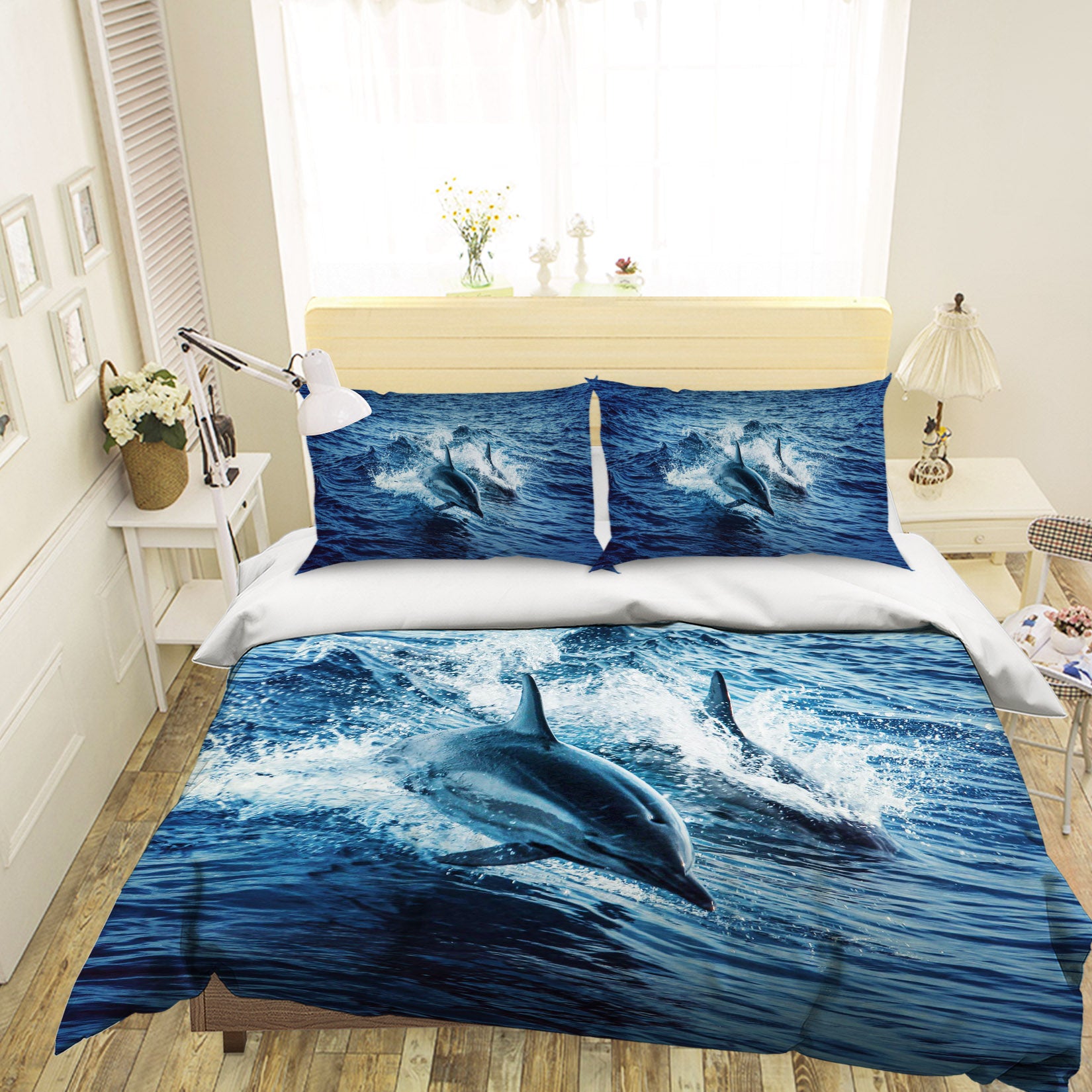 3D Cute Dolphin 1929 Bed Pillowcases Quilt