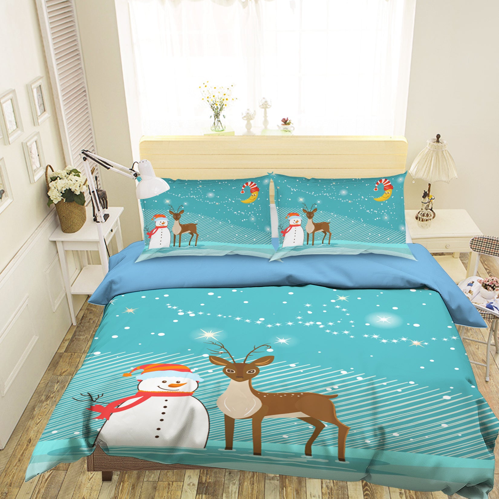 3D Snowman Deer 31124 Christmas Quilt Duvet Cover Xmas Bed Pillowcases