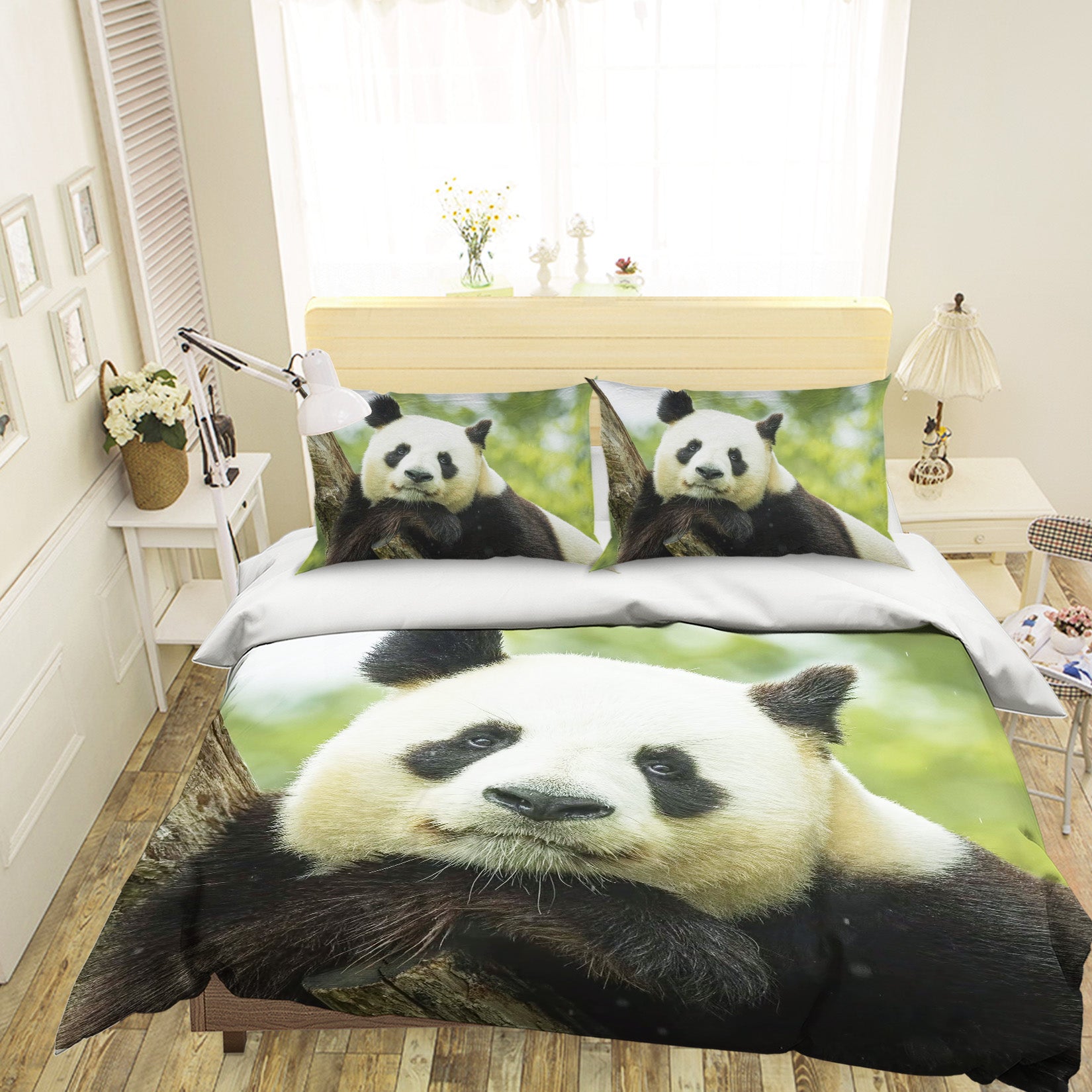 3D Panda Stump 090 Bed Pillowcases Quilt