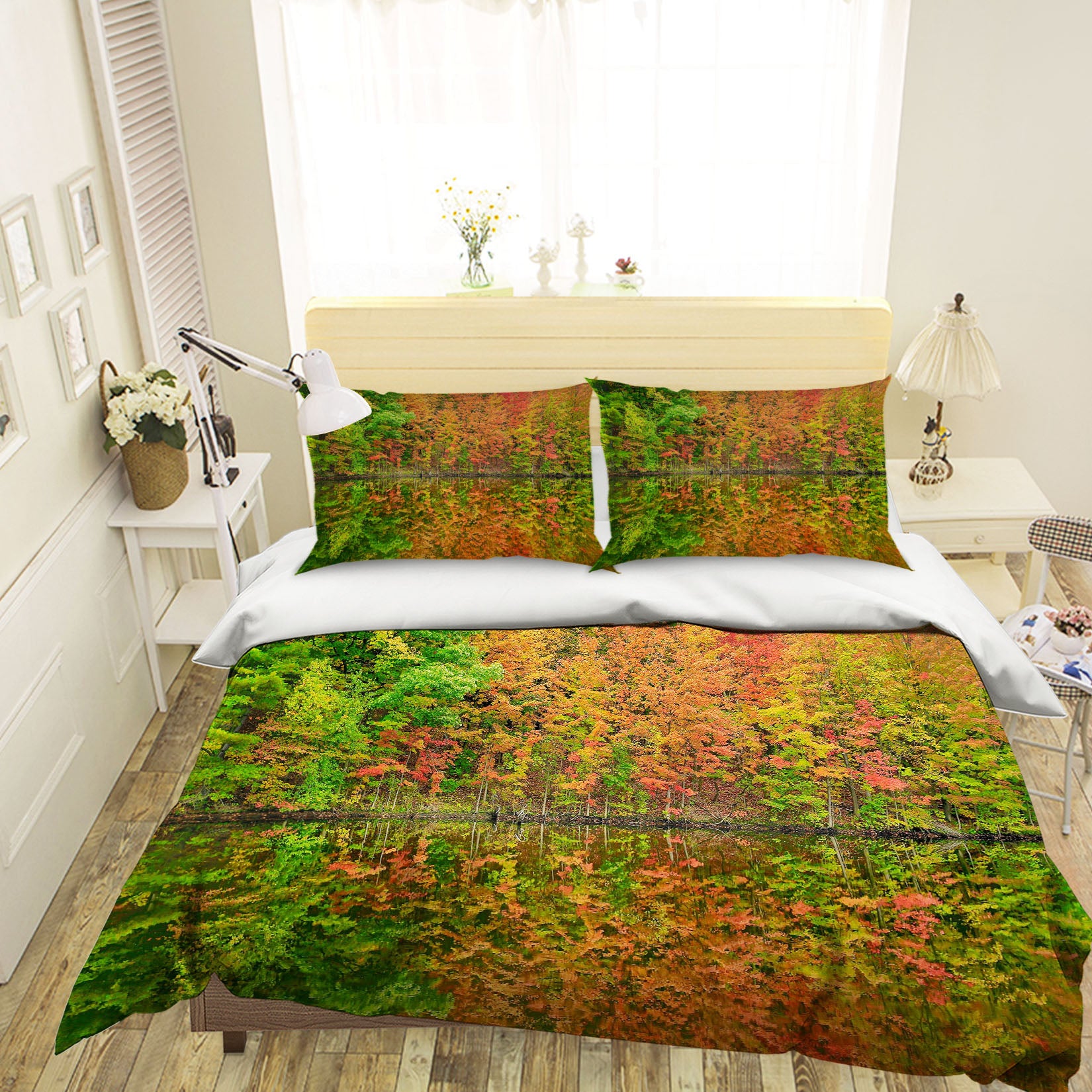 3D Fall Reflections 62176 Kathy Barefield Bedding Bed Pillowcases Quilt